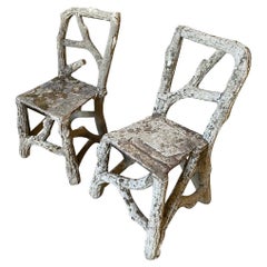 Pair of Late 19th Century Faux Bois Garden Chairs