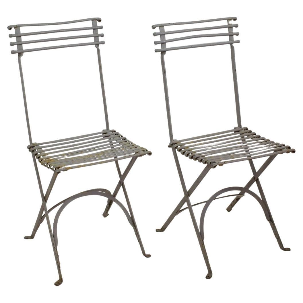 Pair of 19th Century French Metal Chairs at 1stDibs