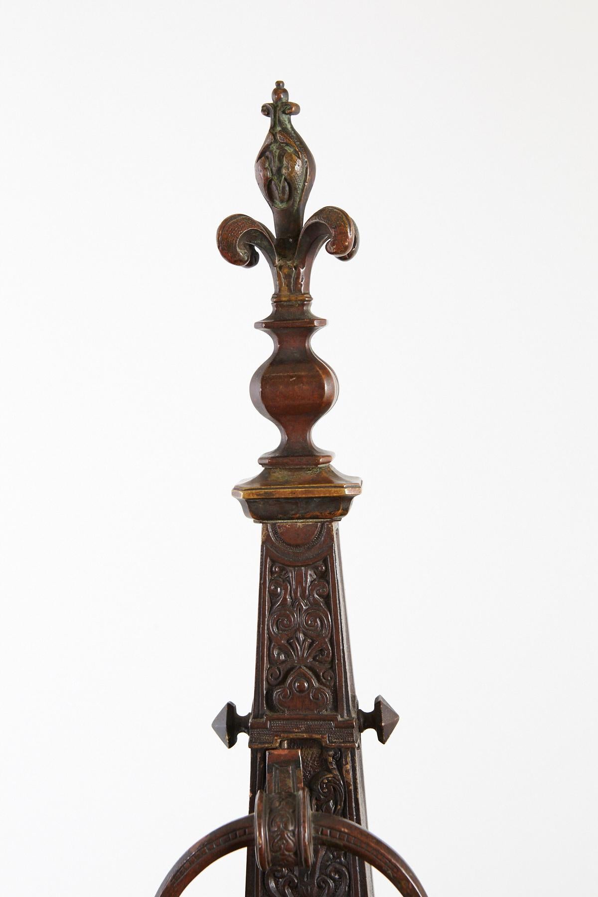 Pair of Late 19th Century French Baroque Bronze Andirons with Dolphin and Putti In Good Condition For Sale In Pau, FR