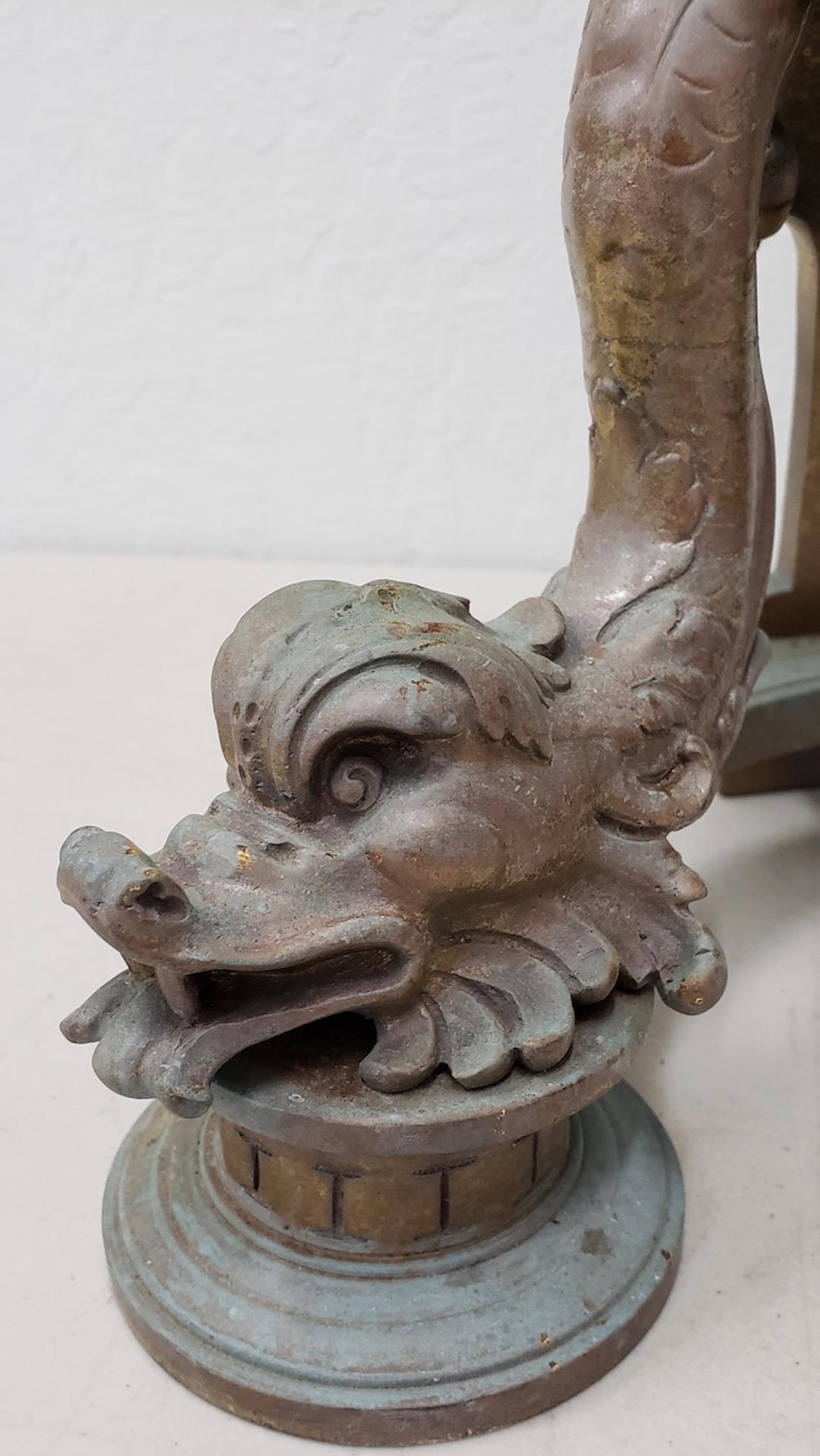 Coppia di Chenet / Andirons in bronzo barocco francese della fine del XIX secolo In condizioni buone in vendita a San Francisco, CA