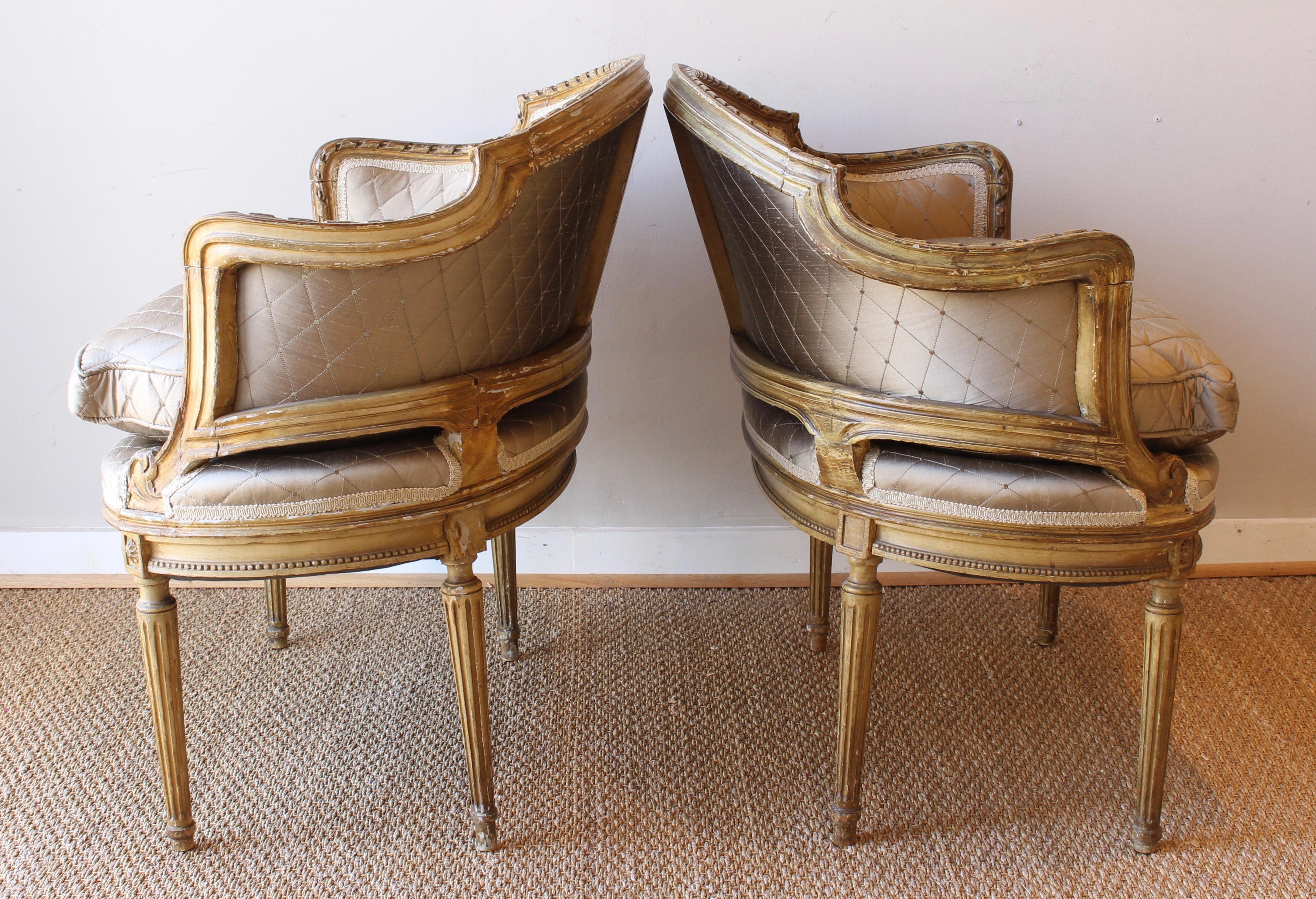 Louis XVI Pair of Late 19th Century French Bergeres