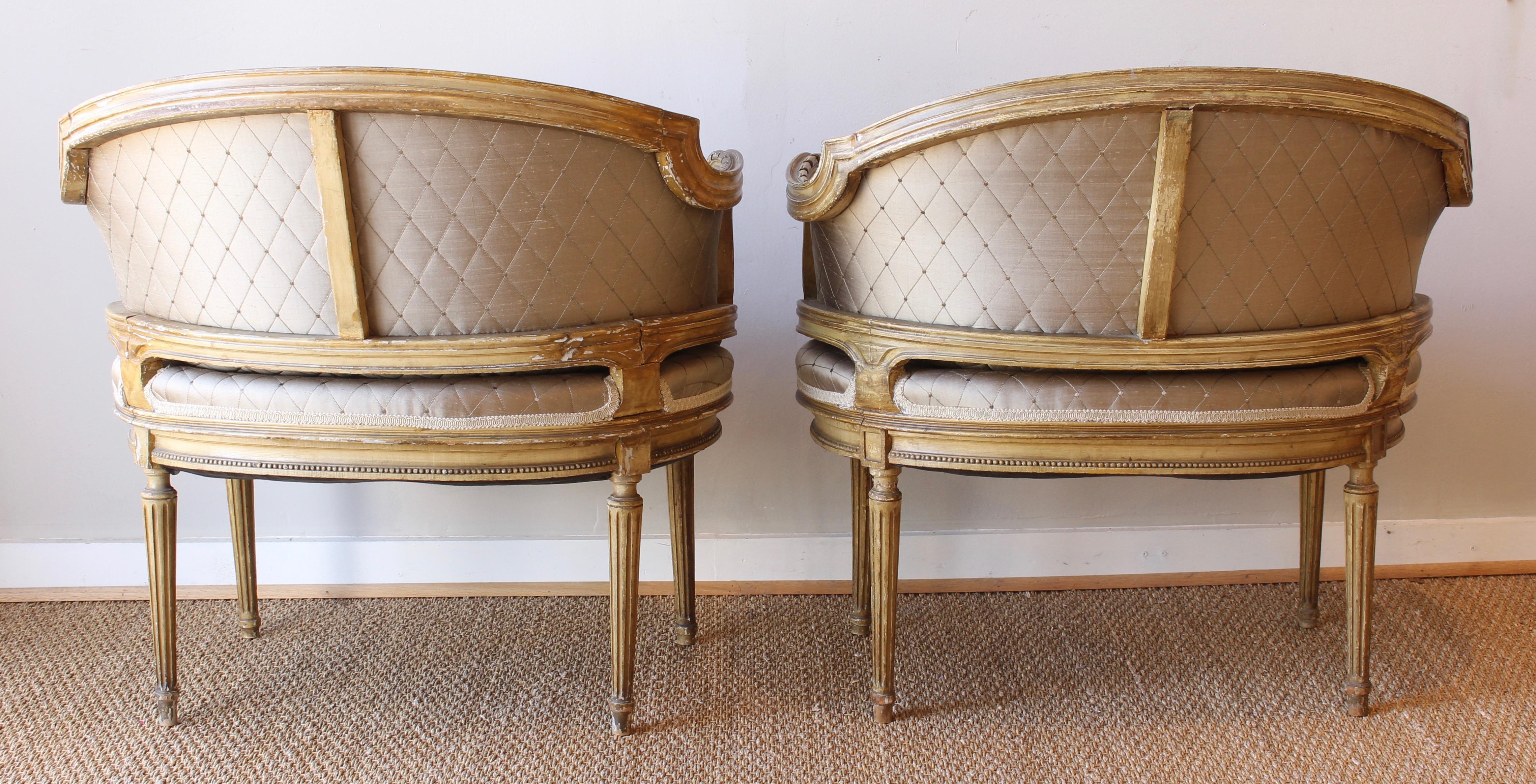 Painted Pair of Late 19th Century French Bergeres