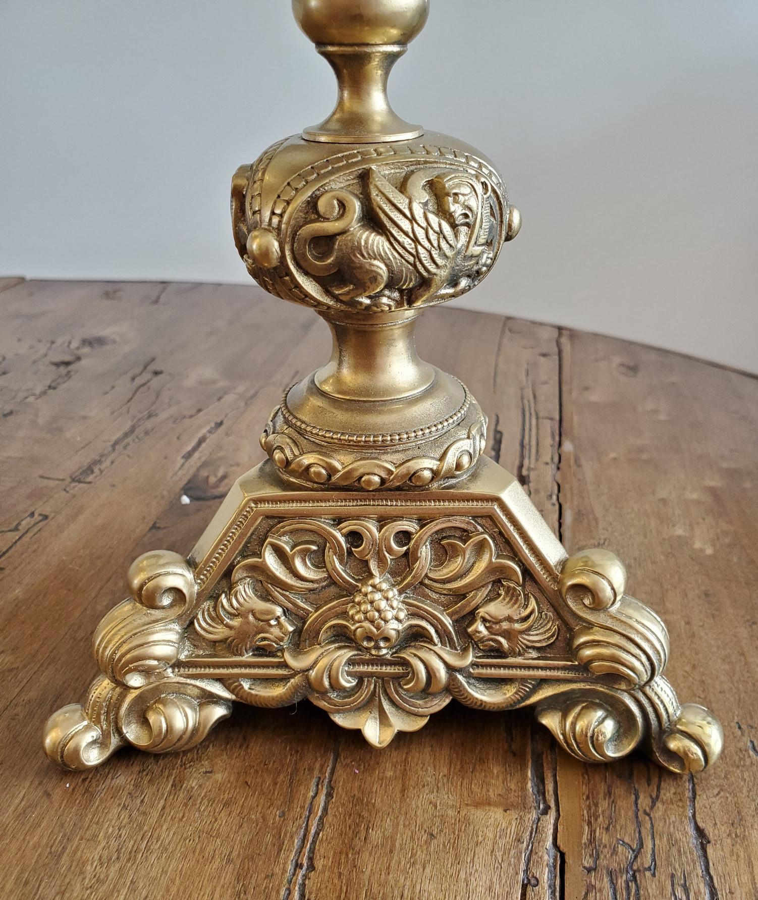 Pair of Late 19th Century French Brass Flower Candelabra For Sale 6