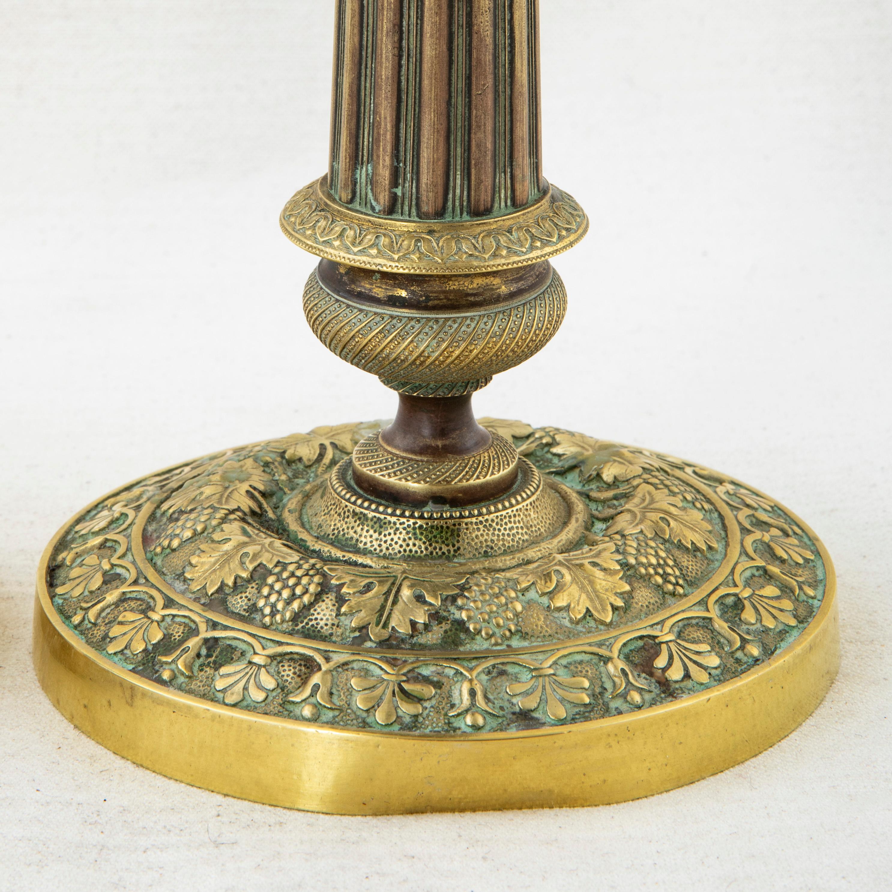 Pair of Late 19th Century French Bronze Candlesticks with Grapes, Grape Leaves For Sale 7