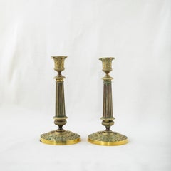 Pair of Late 19th Century French Bronze Candlesticks with Grapes, Grape Leaves