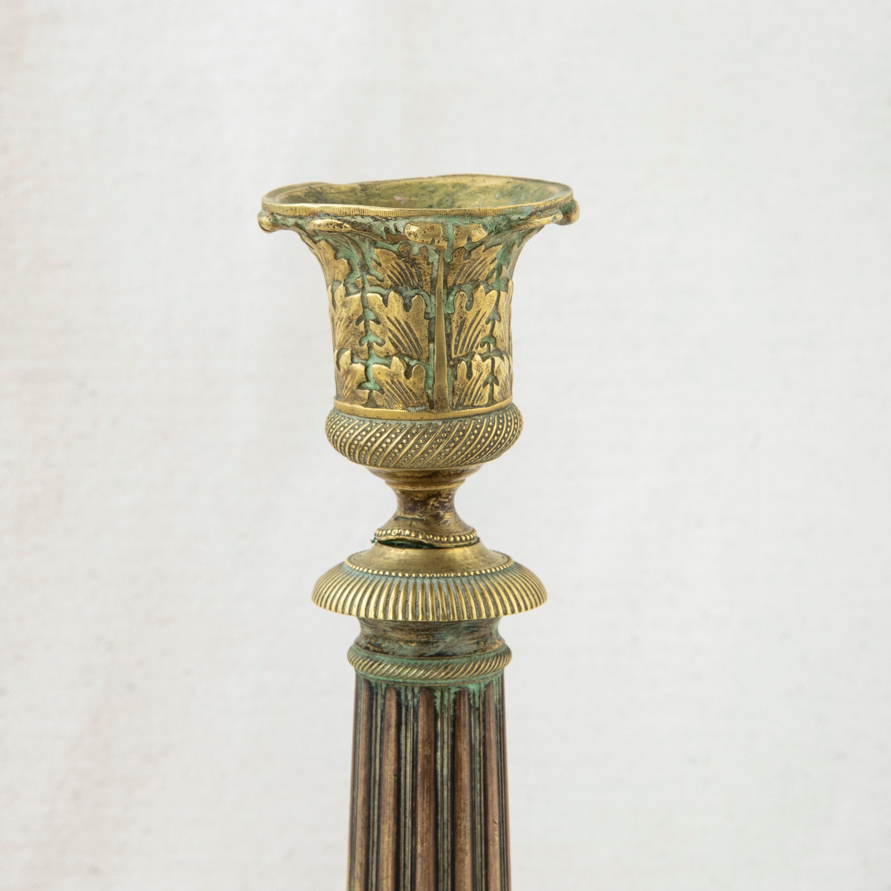 Pair of Late 19th Century French Bronze Candlesticks with Grapes, Grape Leaves For Sale 3