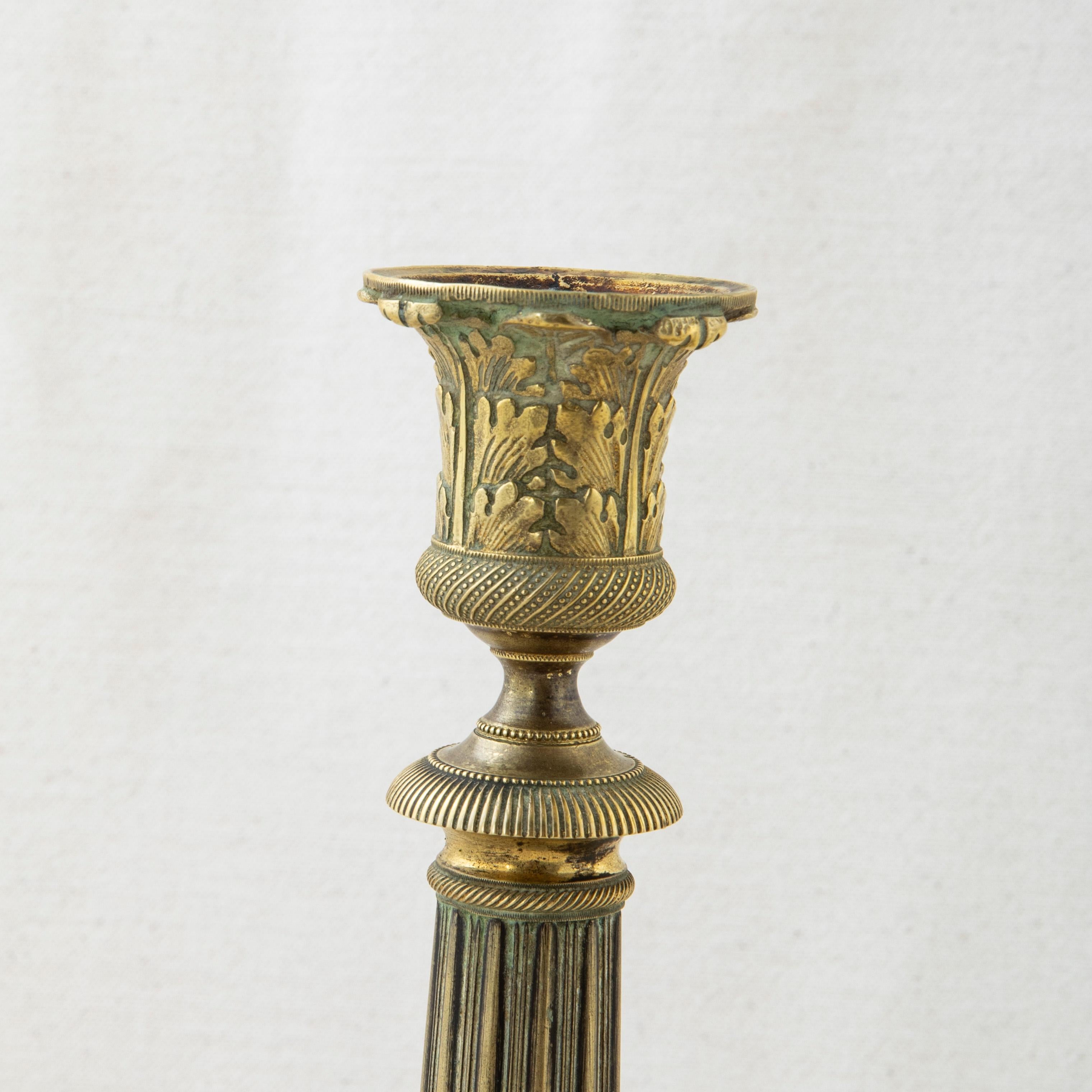 Pair of Late 19th Century French Bronze Candlesticks with Grapes, Grape Leaves For Sale 4