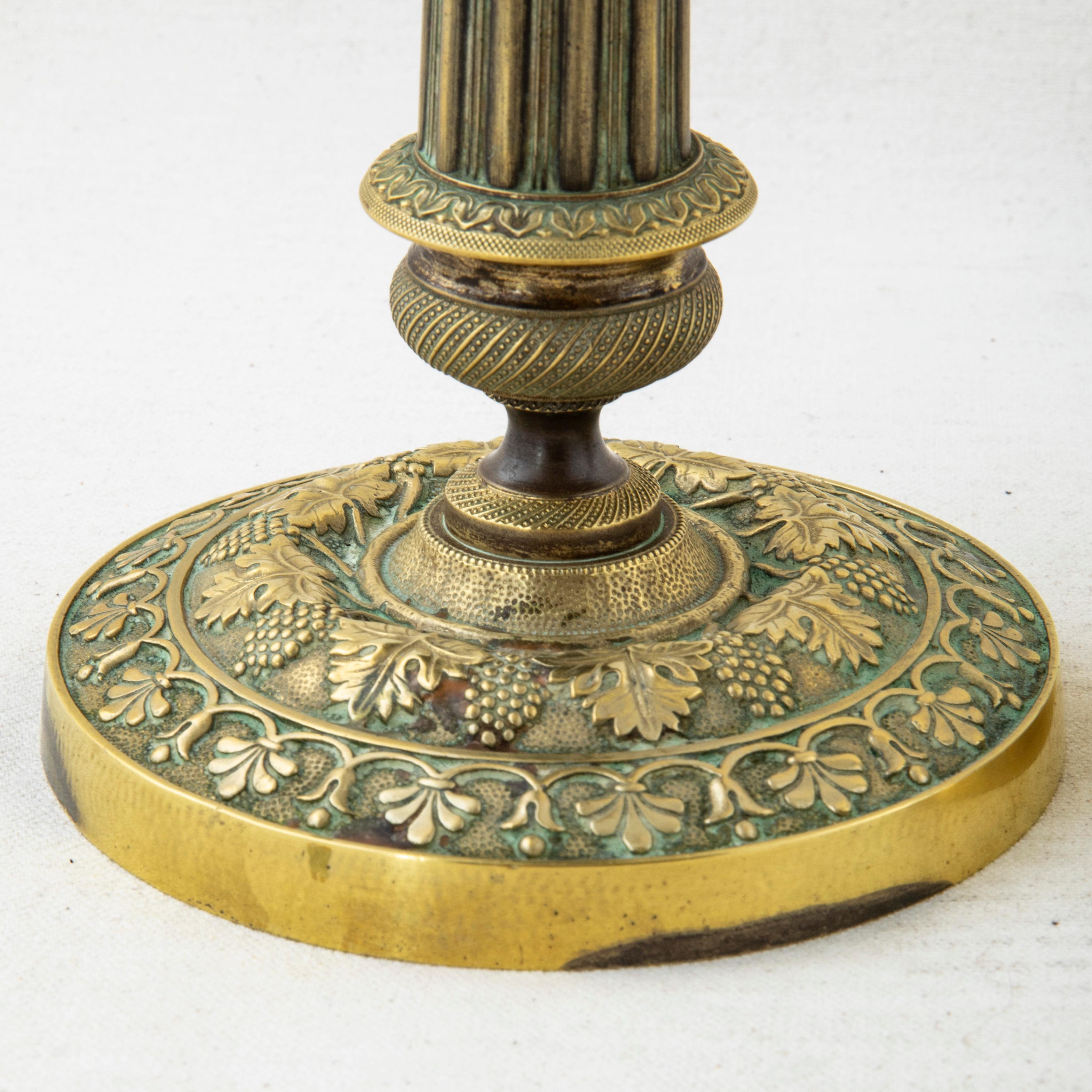 Pair of Late 19th Century French Bronze Candlesticks with Grapes, Grape Leaves For Sale 6