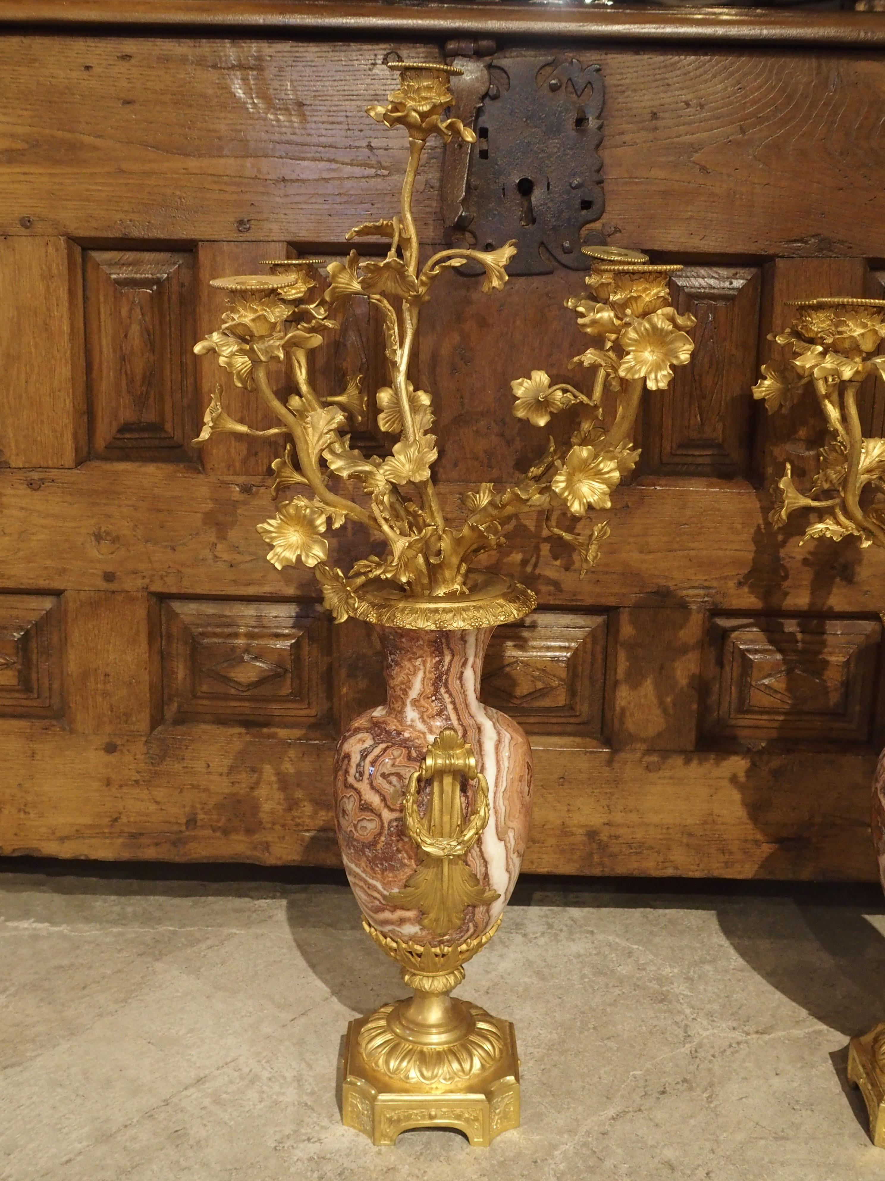Pair of Late 19th Century French Bronze Doré Candelabras 7