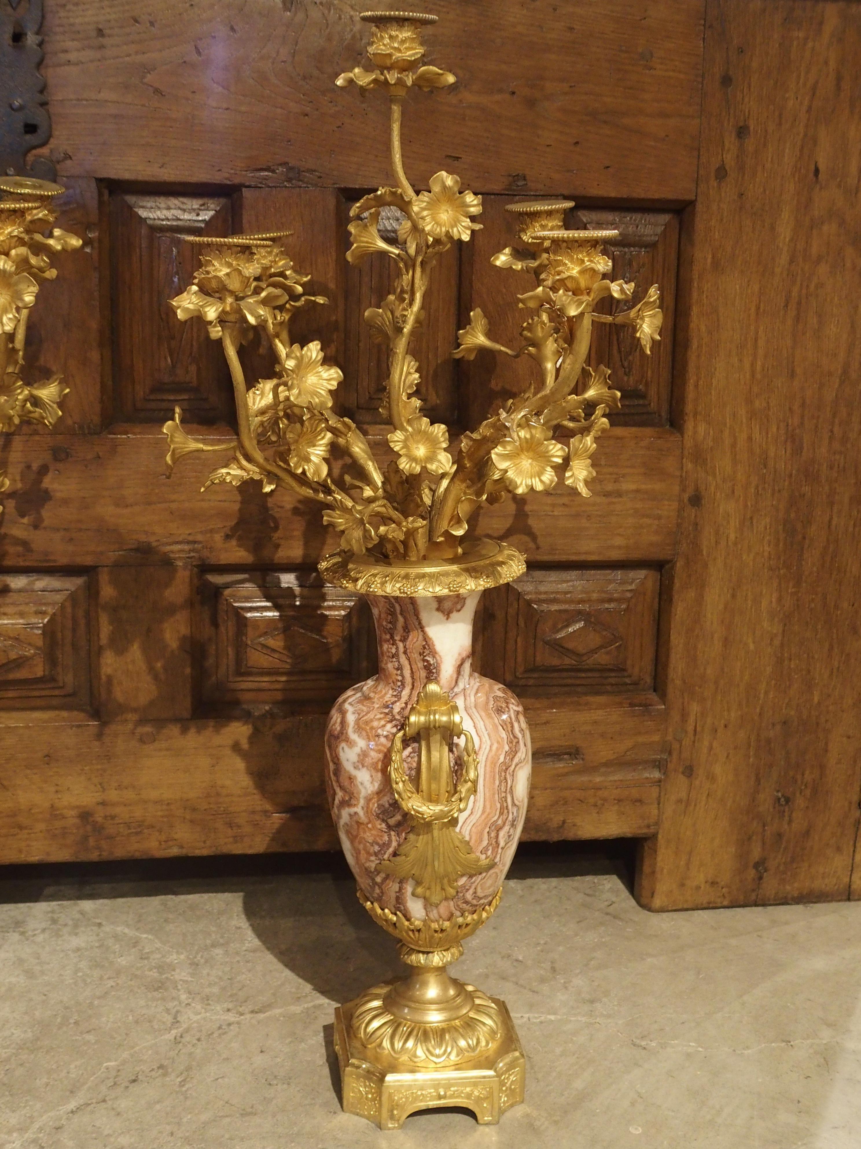 Pair of Late 19th Century French Bronze Doré Candelabras 9