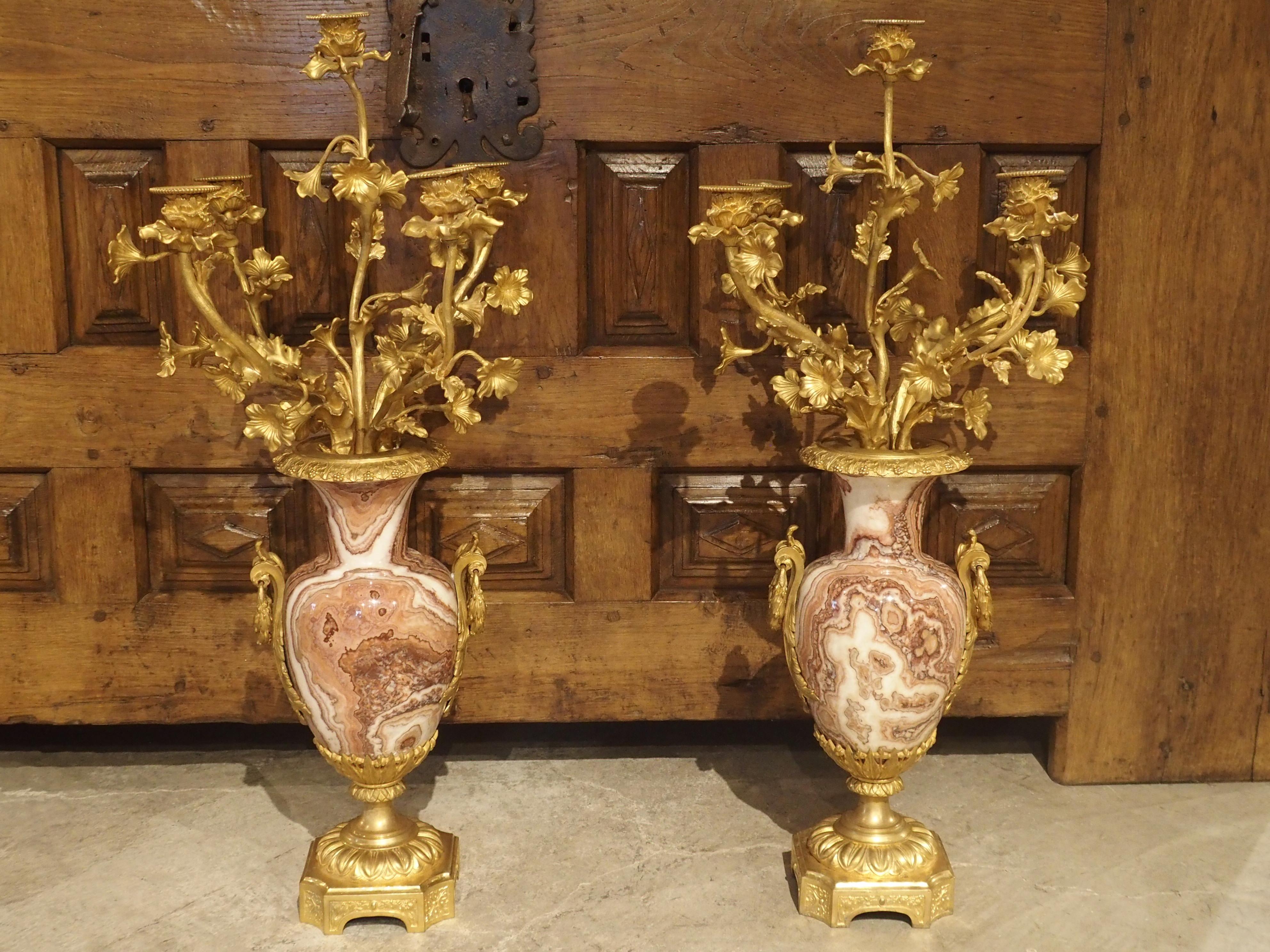 Louis XV Pair of Late 19th Century French Bronze Doré Candelabras
