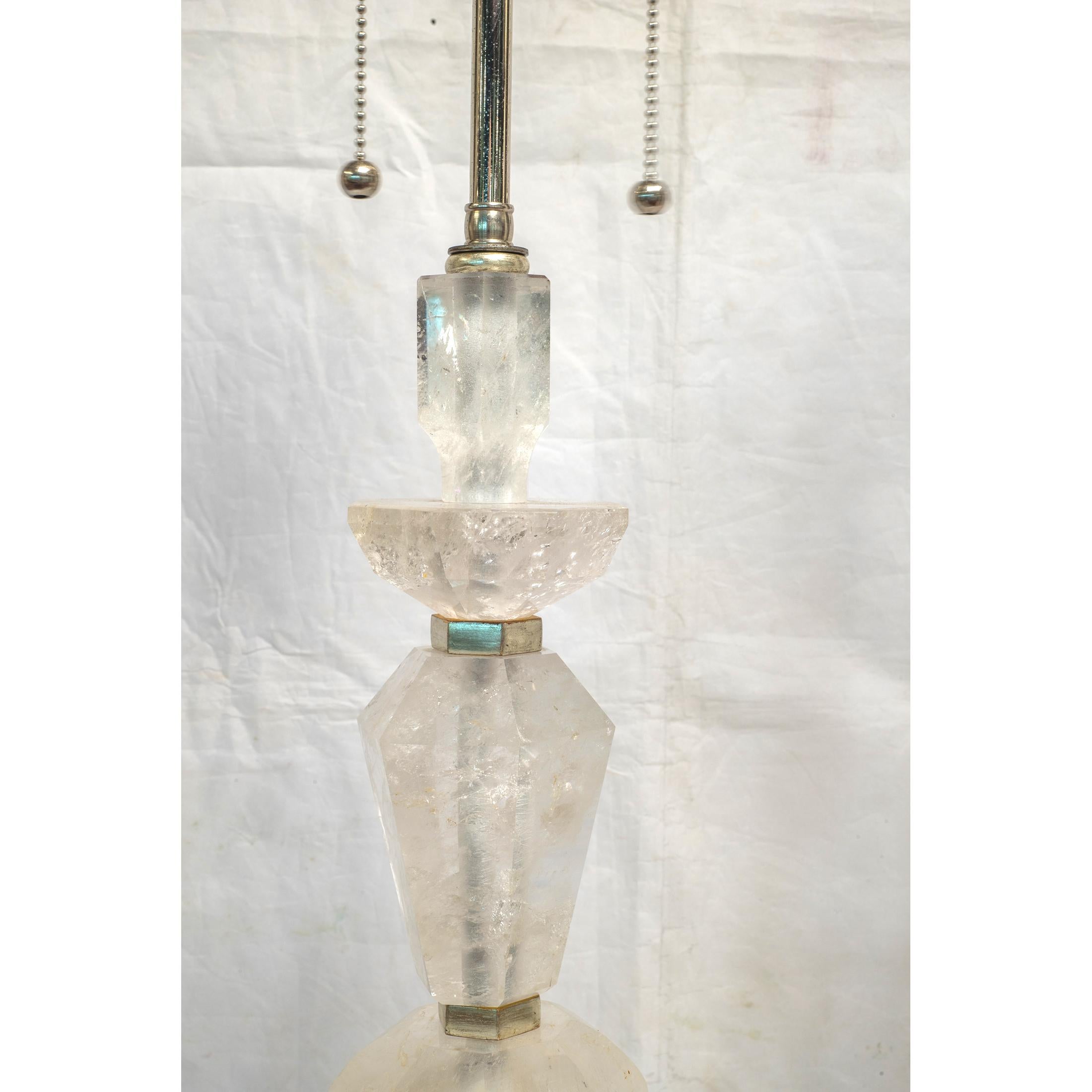 Pair of Late 19th Century French Carved Rock Crystal Table Lamps 1