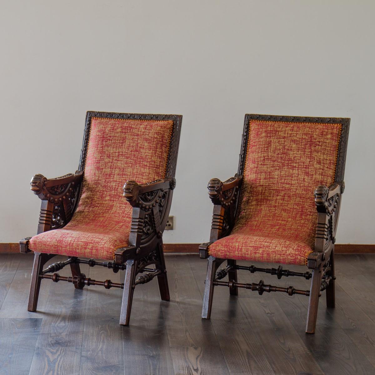 Pair of Late 19th Century French Carved Walnut Armchairs In Good Condition In Donhead St Mary, Wiltshire