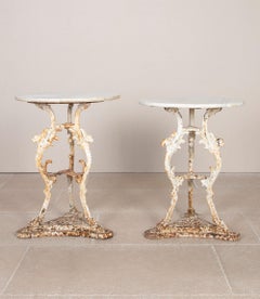 Pair of Late 19th Century French Cast Iron and Marble Top Tables
