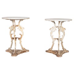 Pair of Late 19th Century French Cast Iron and Marble Top Tables