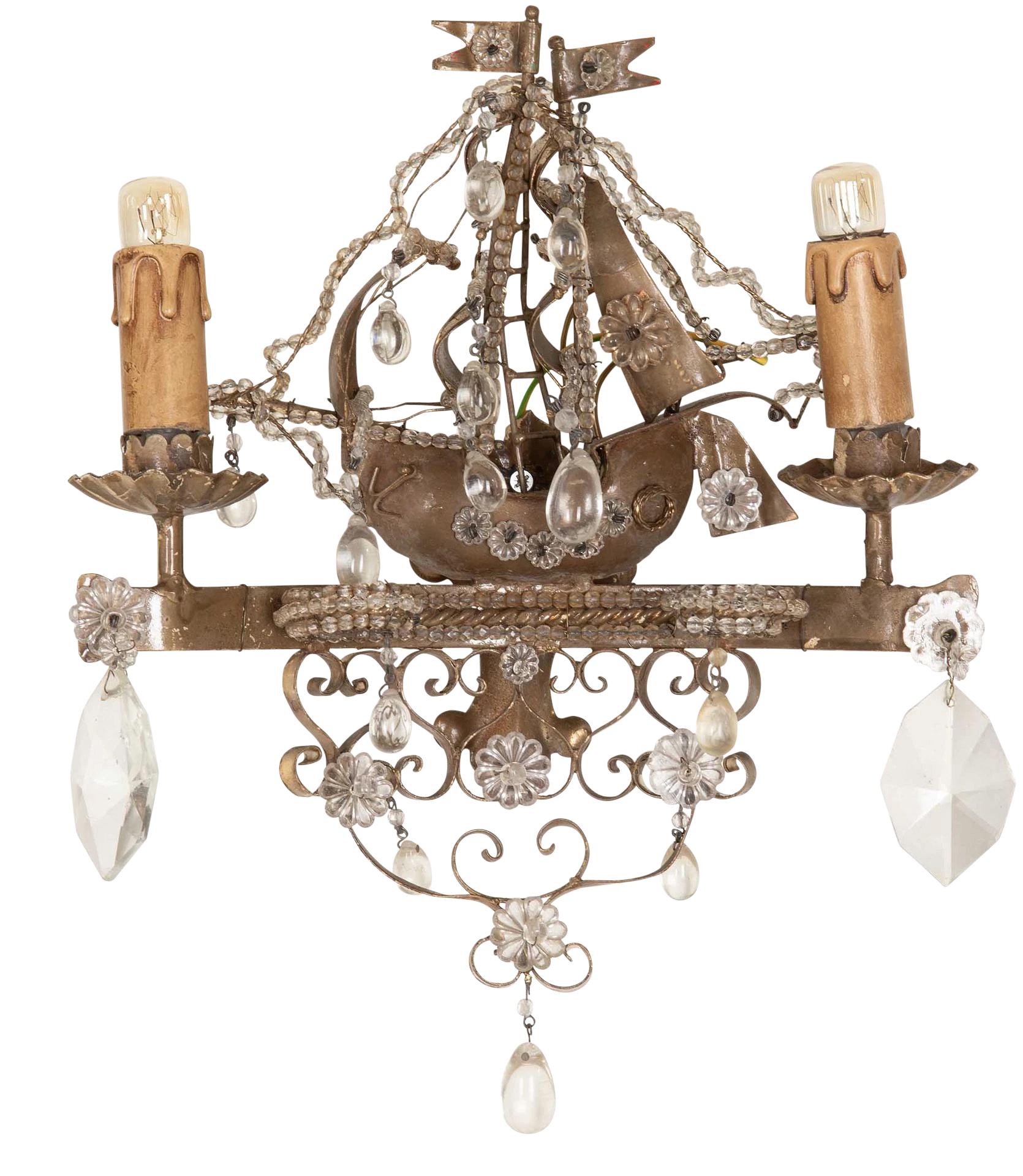 Pareja de apliques de galeón decorativos franceses de finales del siglo XIX en venta 2