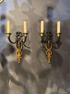 Pair of Late 19th Century French Empire Cherubs Sconces