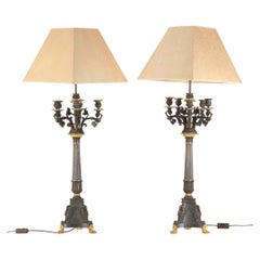 Coppia di lampade da tavolo in stile Impero francese della fine del XIX secolo