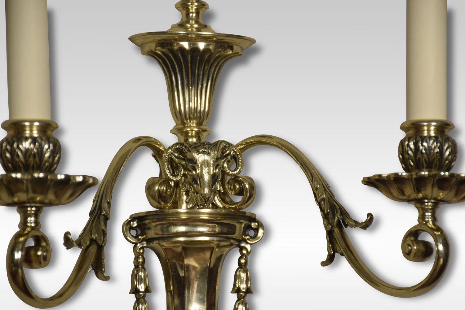 Pair of Late 19th Century French Gilt Metal Two Branch Wall Lights 1