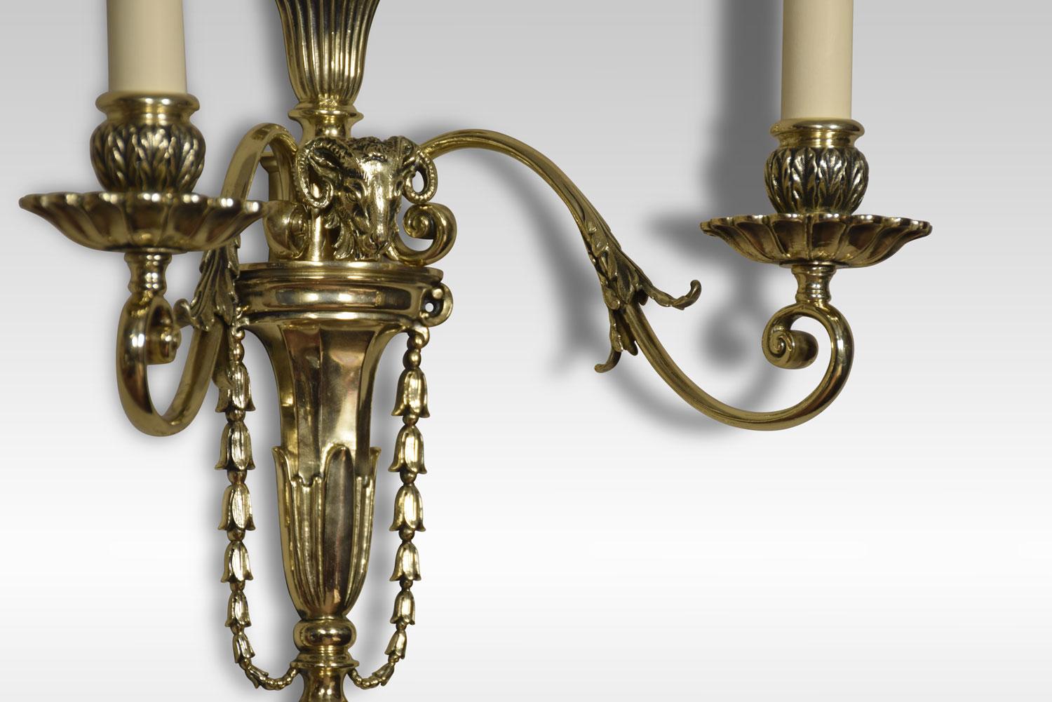 Pair of Late 19th Century French Gilt Metal Two Branch Wall Lights 3