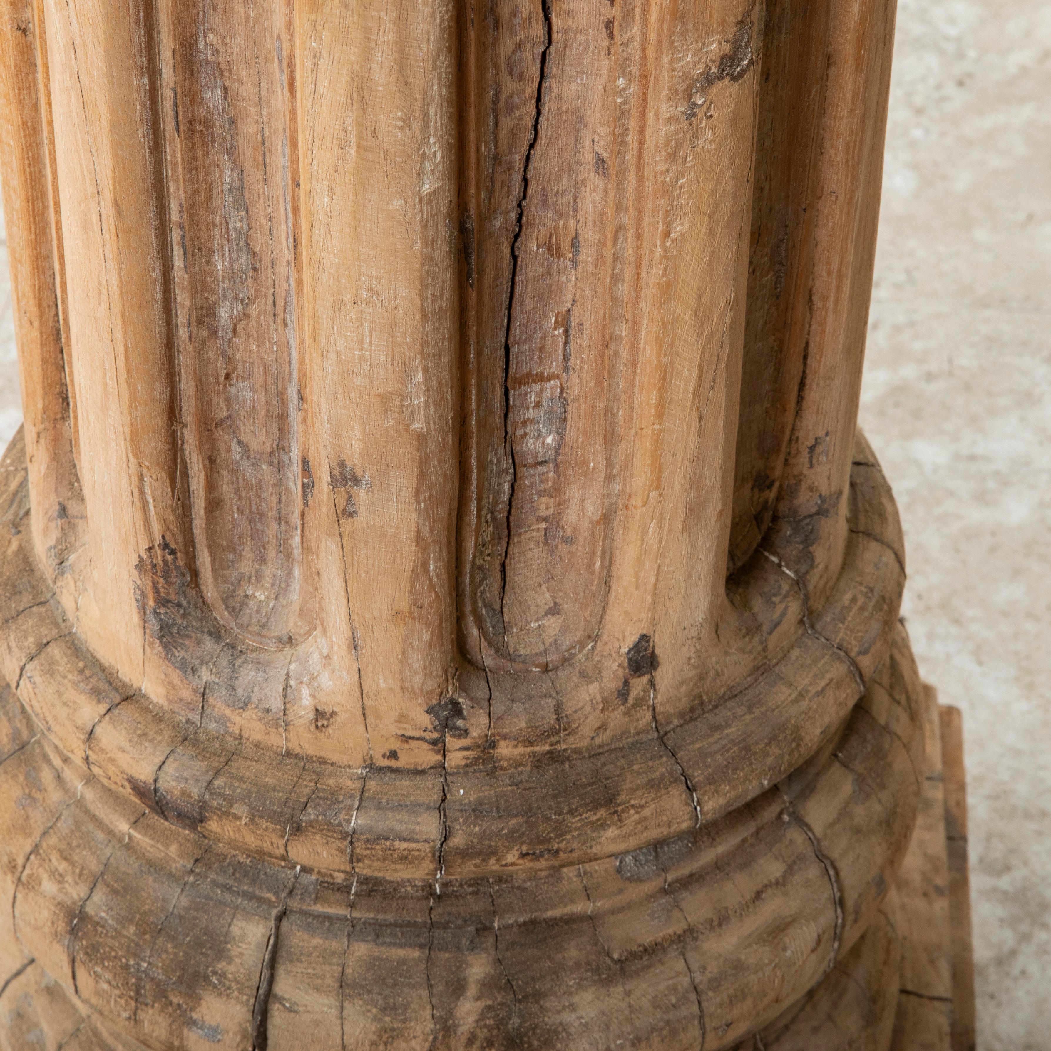 Pair of Late 19th Century French Hand Carved Beech Columns or Pedestals, 35-in H For Sale 9
