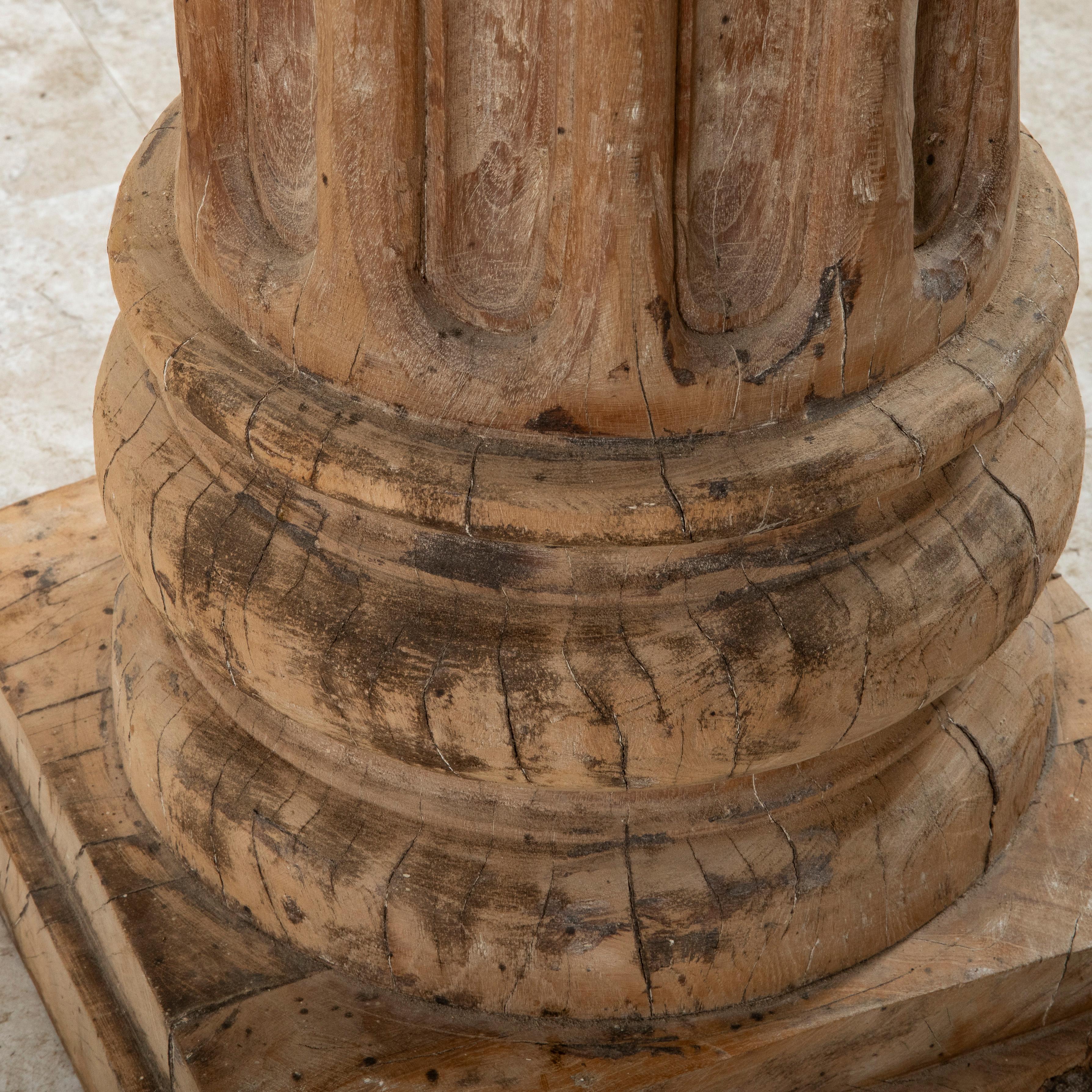 Pair of Late 19th Century French Hand Carved Beech Columns or Pedestals, 35-in H For Sale 11