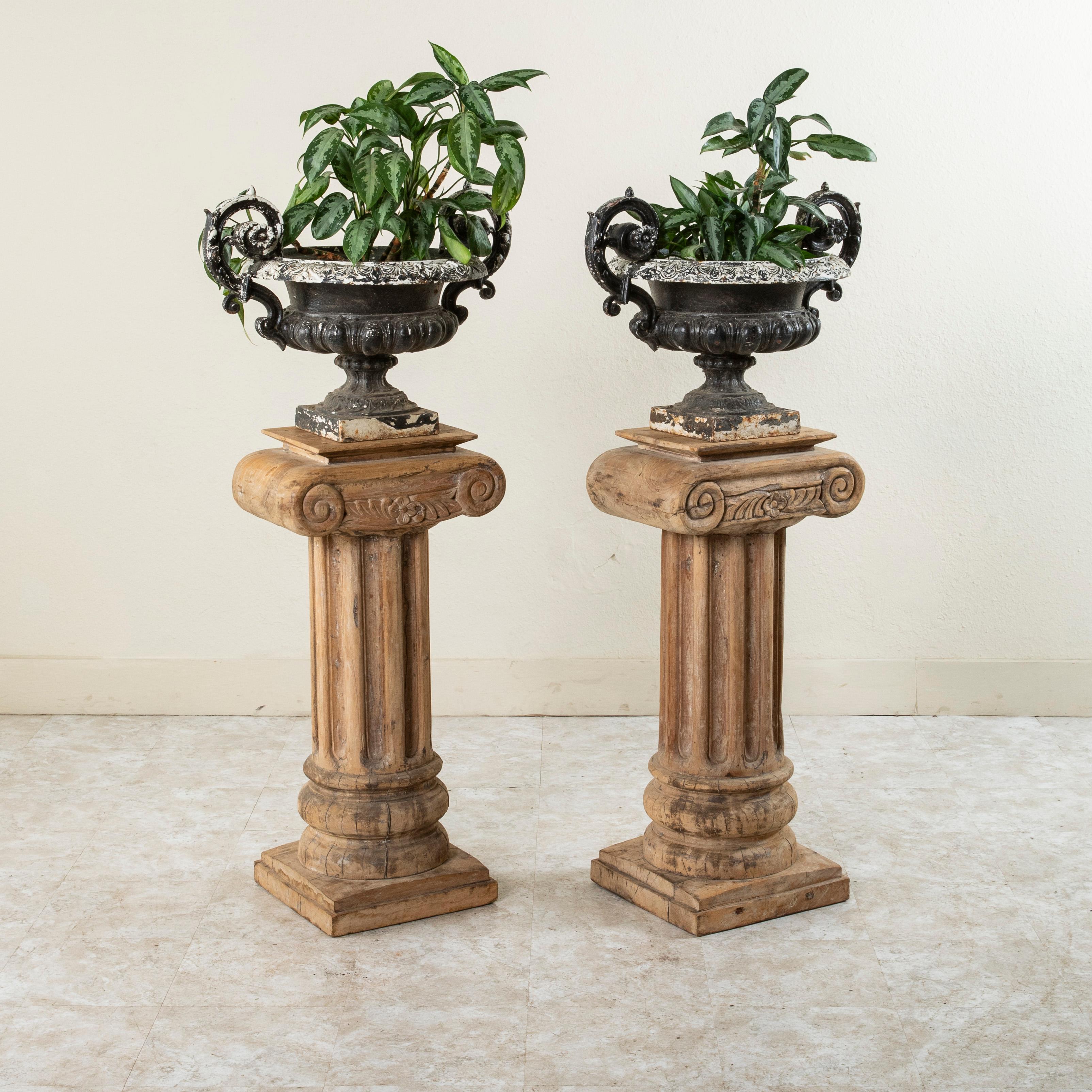 Pair of Late 19th Century French Hand Carved Beech Columns or Pedestals, 35-in H For Sale 14