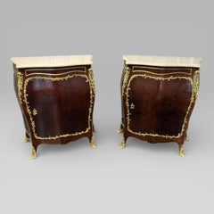 Pair of Late 19th Century French Kingwood Bombe Cabinets by E. Kahn