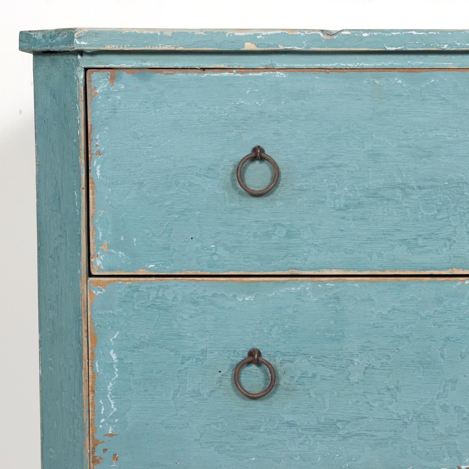 Pair of Late 19th Century French Louis XVI Style Aqua or Teal Painted Commodes 8