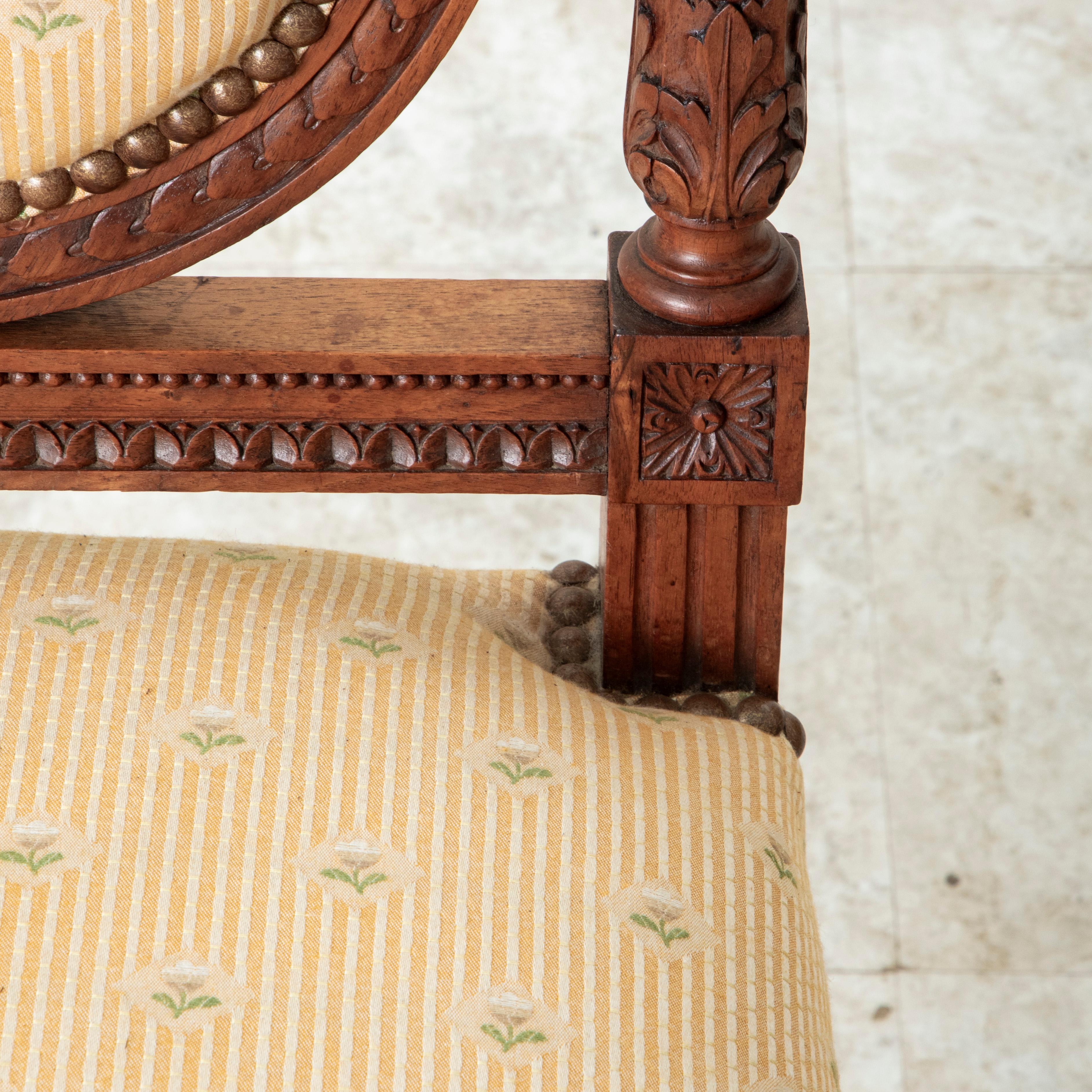 Pair of Late 19th Century French Louis XVI Style Hand Carved Walnut Side Chairs For Sale 10