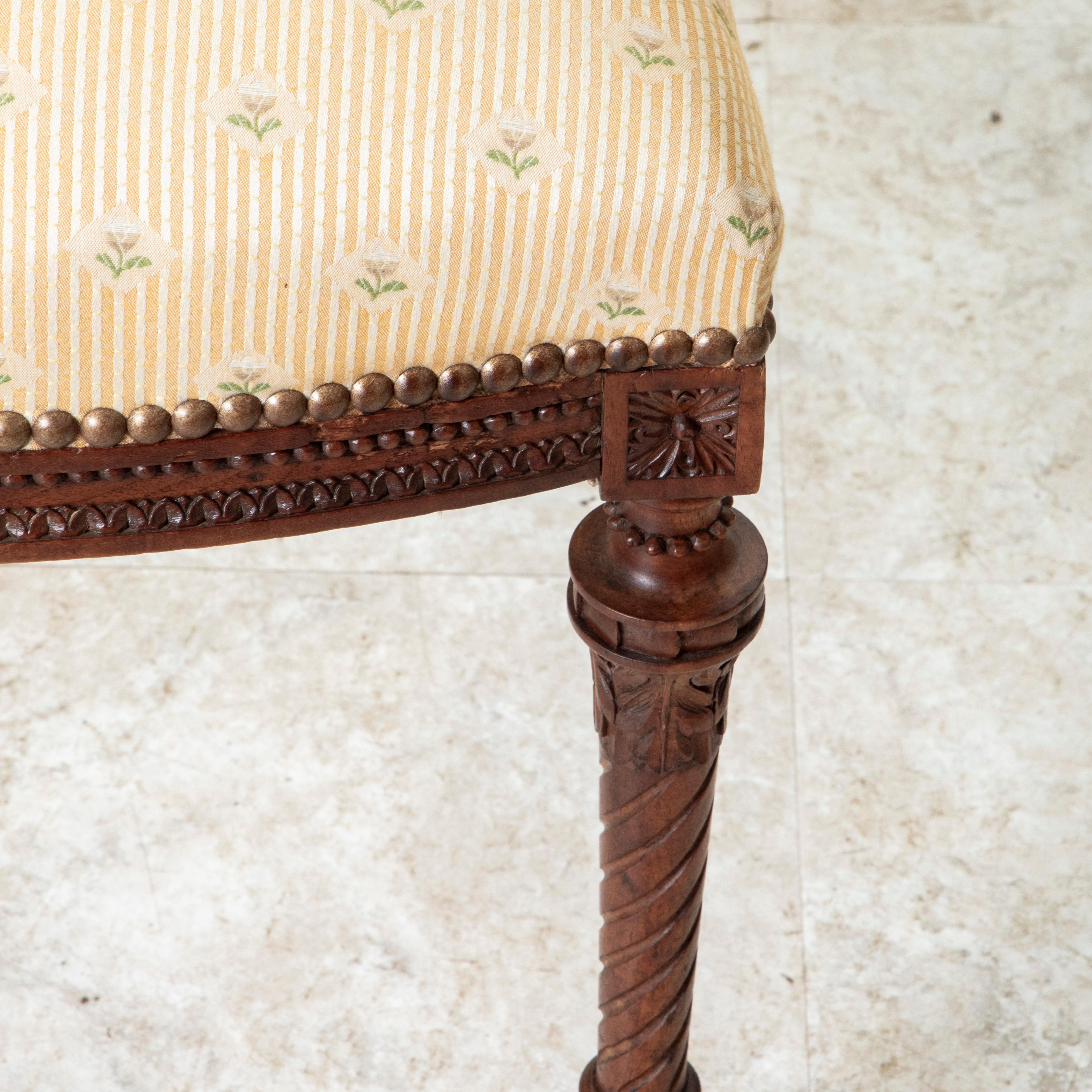 Pair of Late 19th Century French Louis XVI Style Hand Carved Walnut Side Chairs For Sale 11