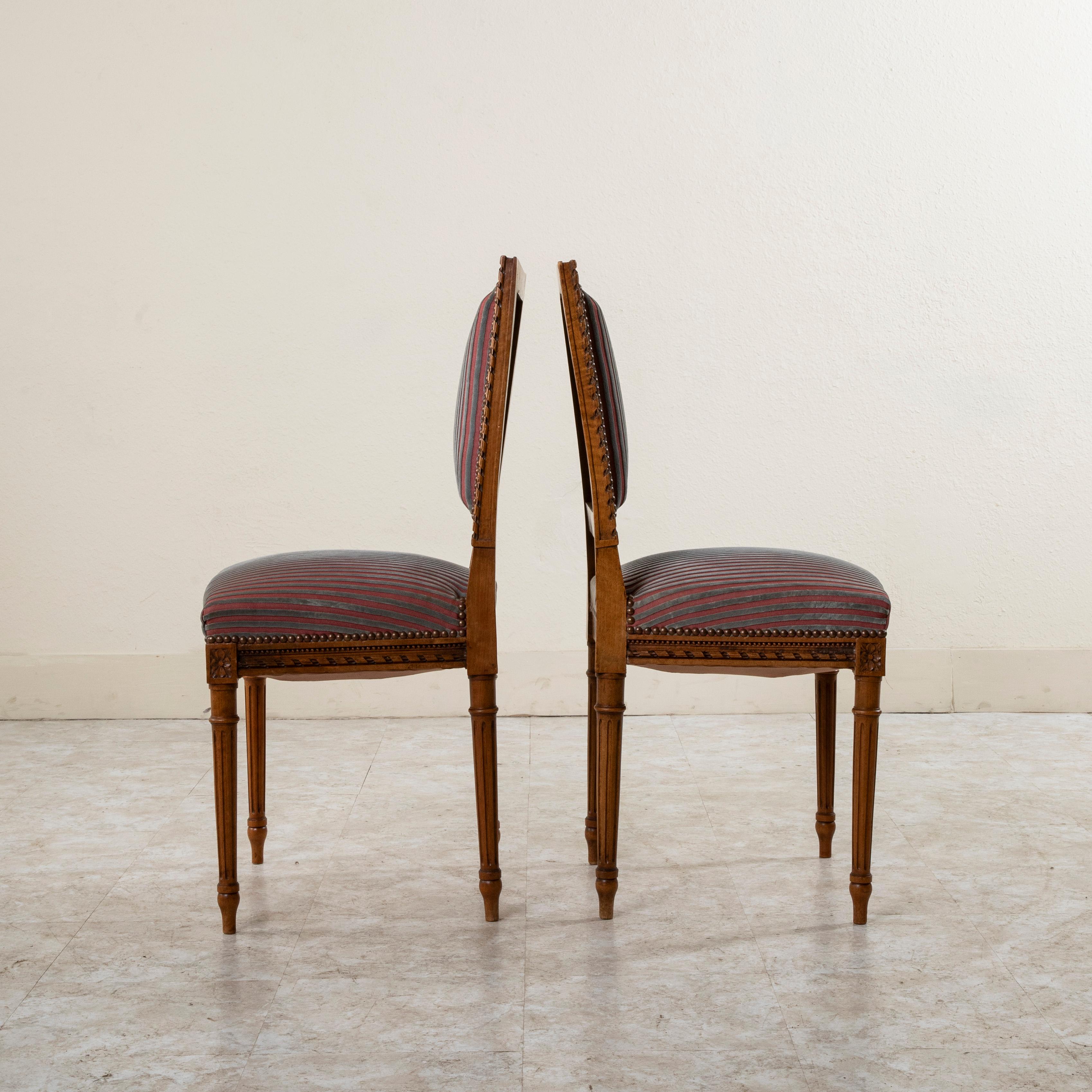 Pair of Late 19th Century French Louis XVI Style Hand Carved Walnut ...