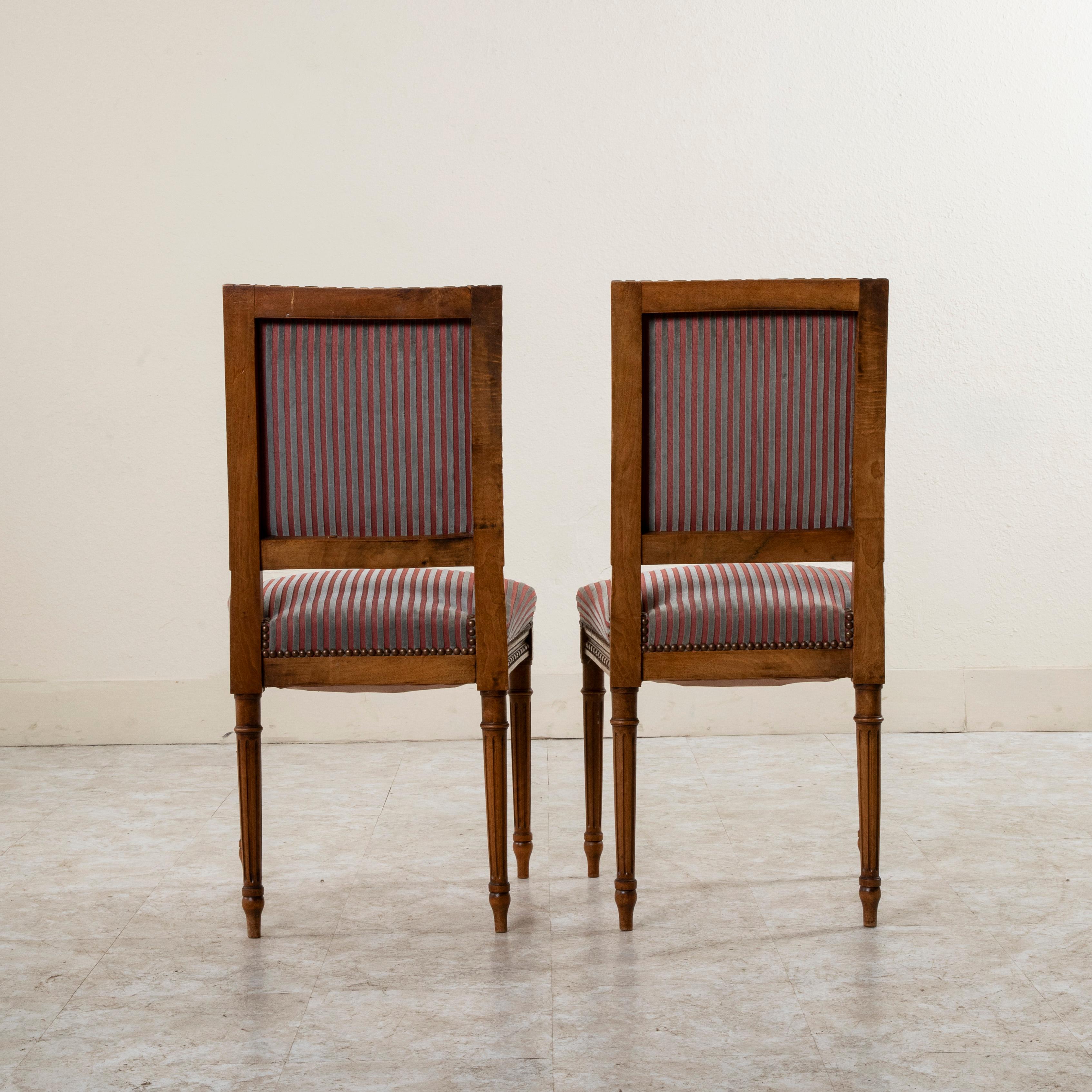 Pair of Late 19th Century French Louis XVI Style Hand Carved Walnut ...