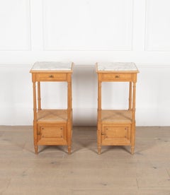 Pair of Late 19th Century French Marble Top Bedside Tables