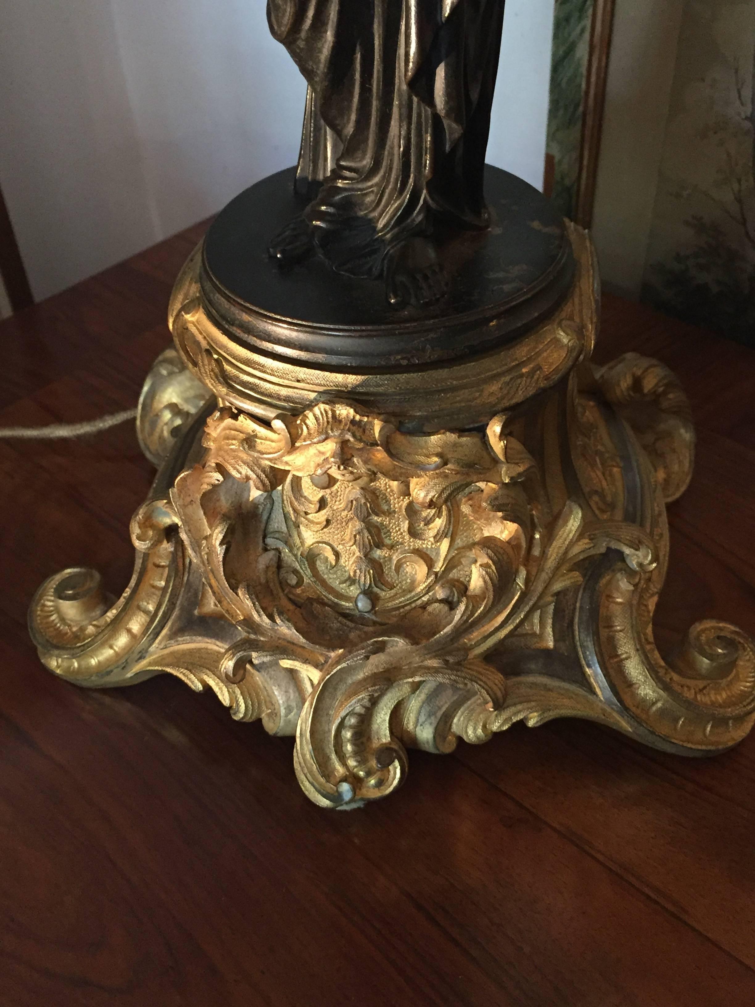 Pair of Late 19th Century French Metal Figural Table Lamps Neoclassical Style 5
