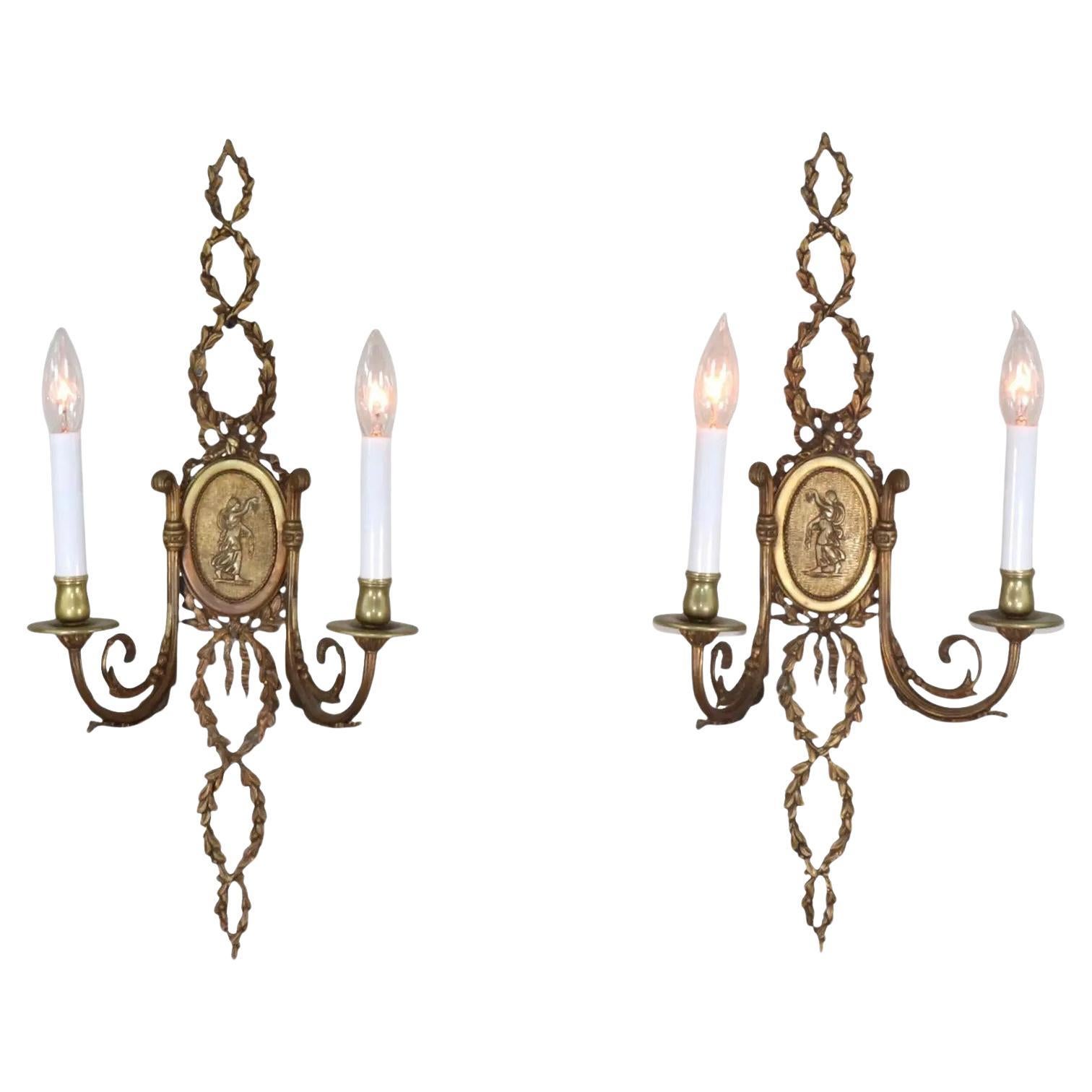 Pair of Late 19th Century French Neoclassical Bronze Sconces