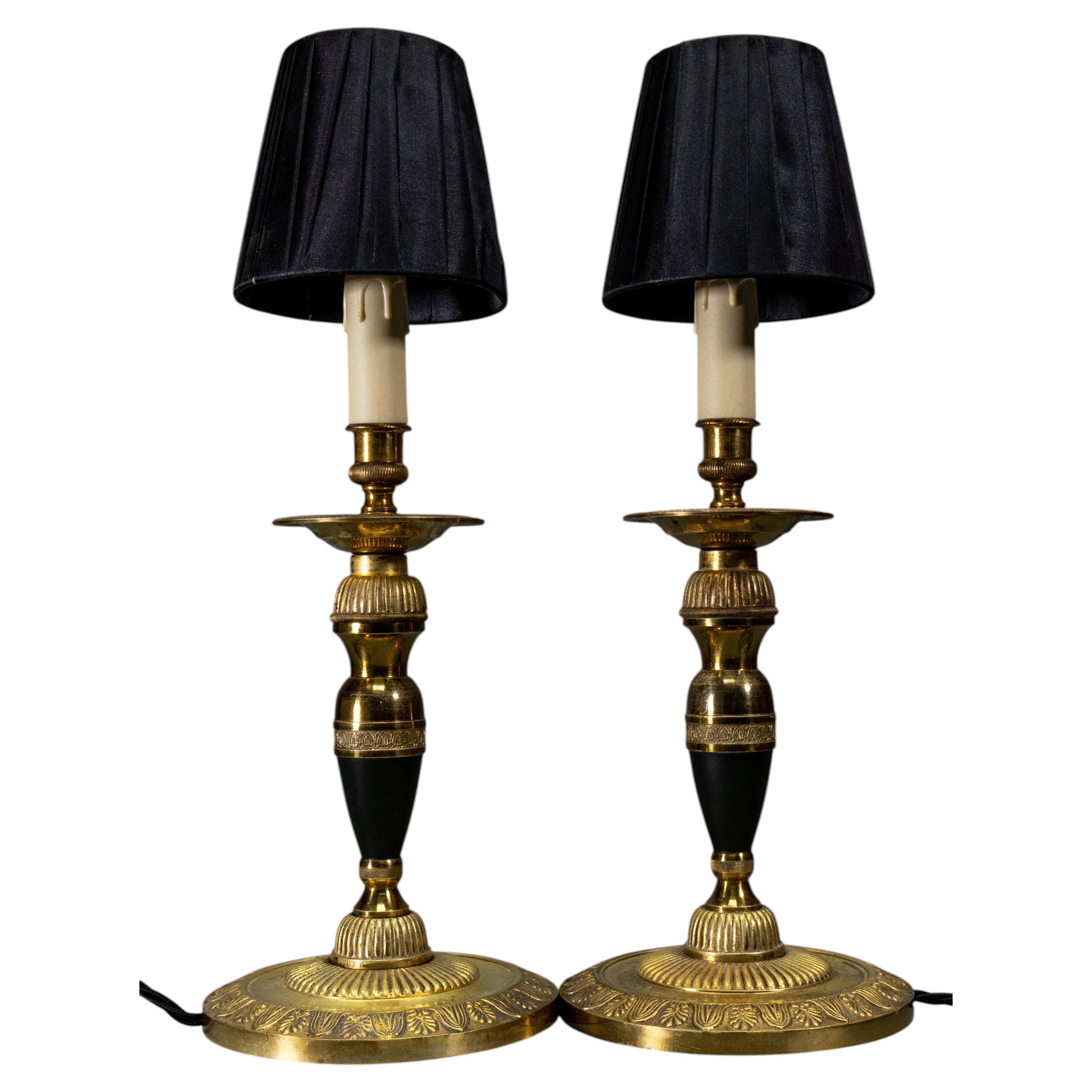 Pair of Late 19th Century French Neoclassical Style Bronze Table Lamps