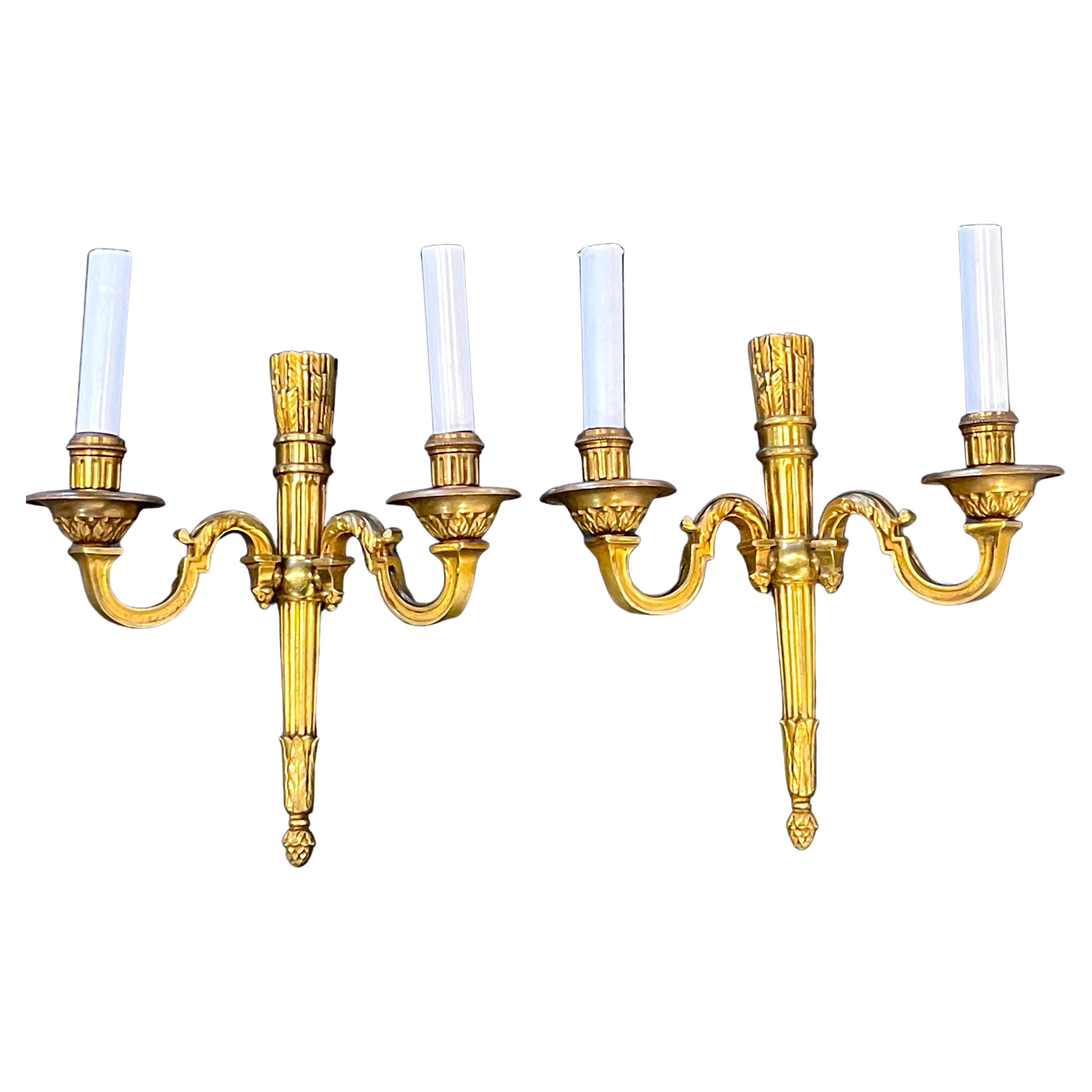 Pair of Late 19th Century French Ormolu Neoclassical, Regence Stye Sconces  For Sale