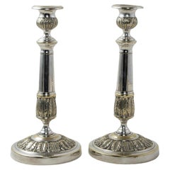 Pair of Late 19th Century French Silver Plate Candlesticks