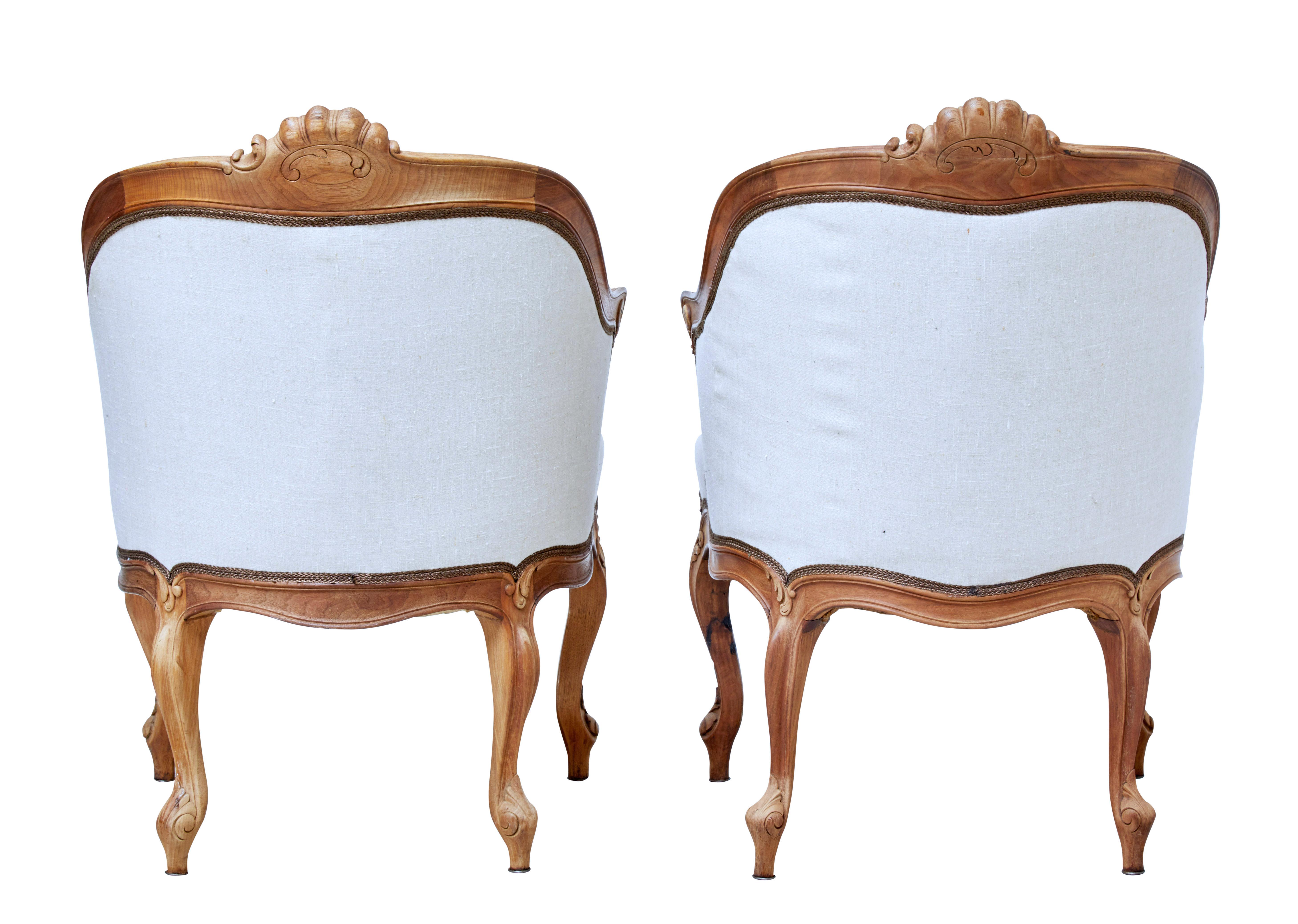 Victorian Pair of Late 19th Century French Walnut Armchairs