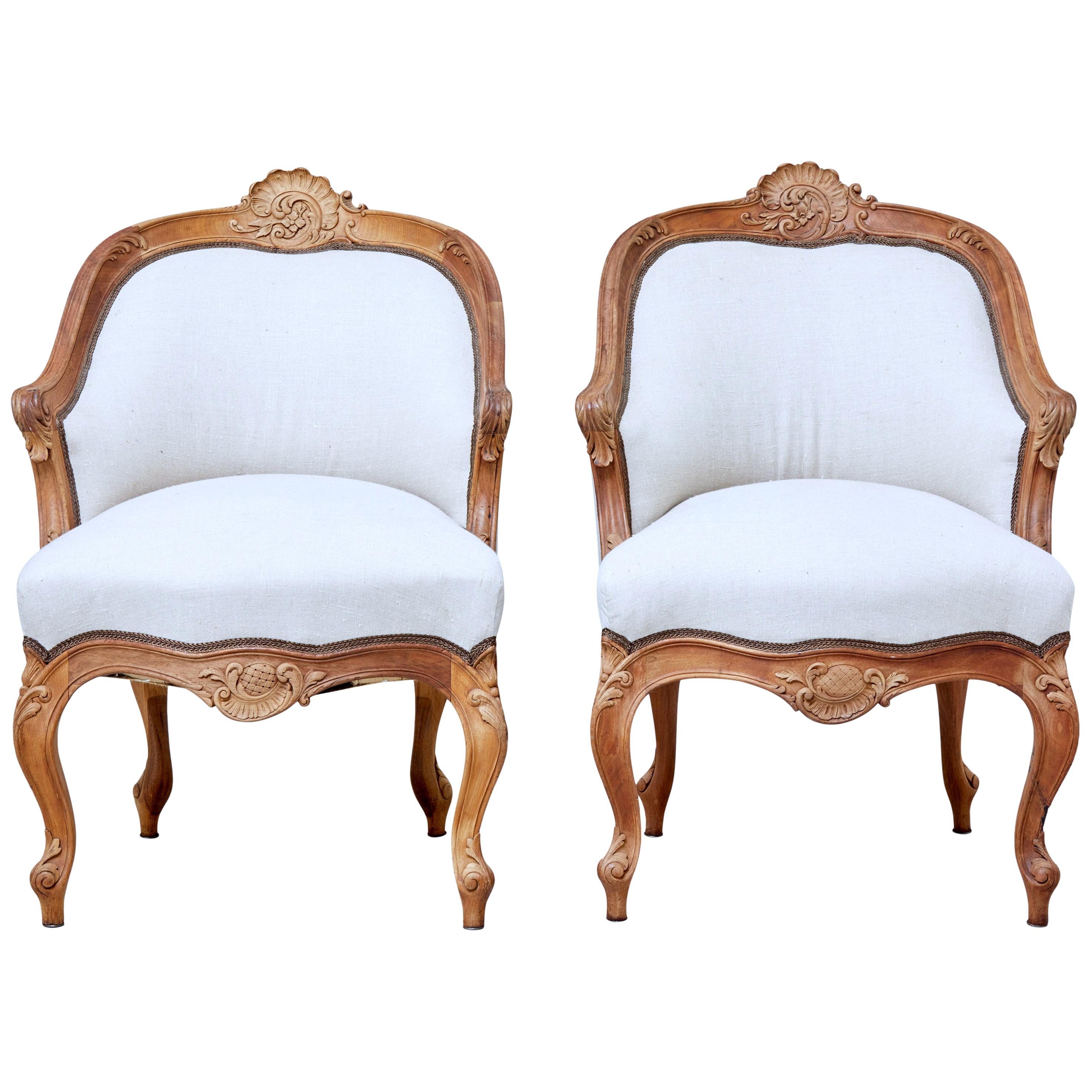 Pair of Late 19th Century French Walnut Armchairs