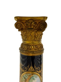 Pair of Late 19th Century Gilt Bronze-Mounted Painted Sèvres Style Pedestals