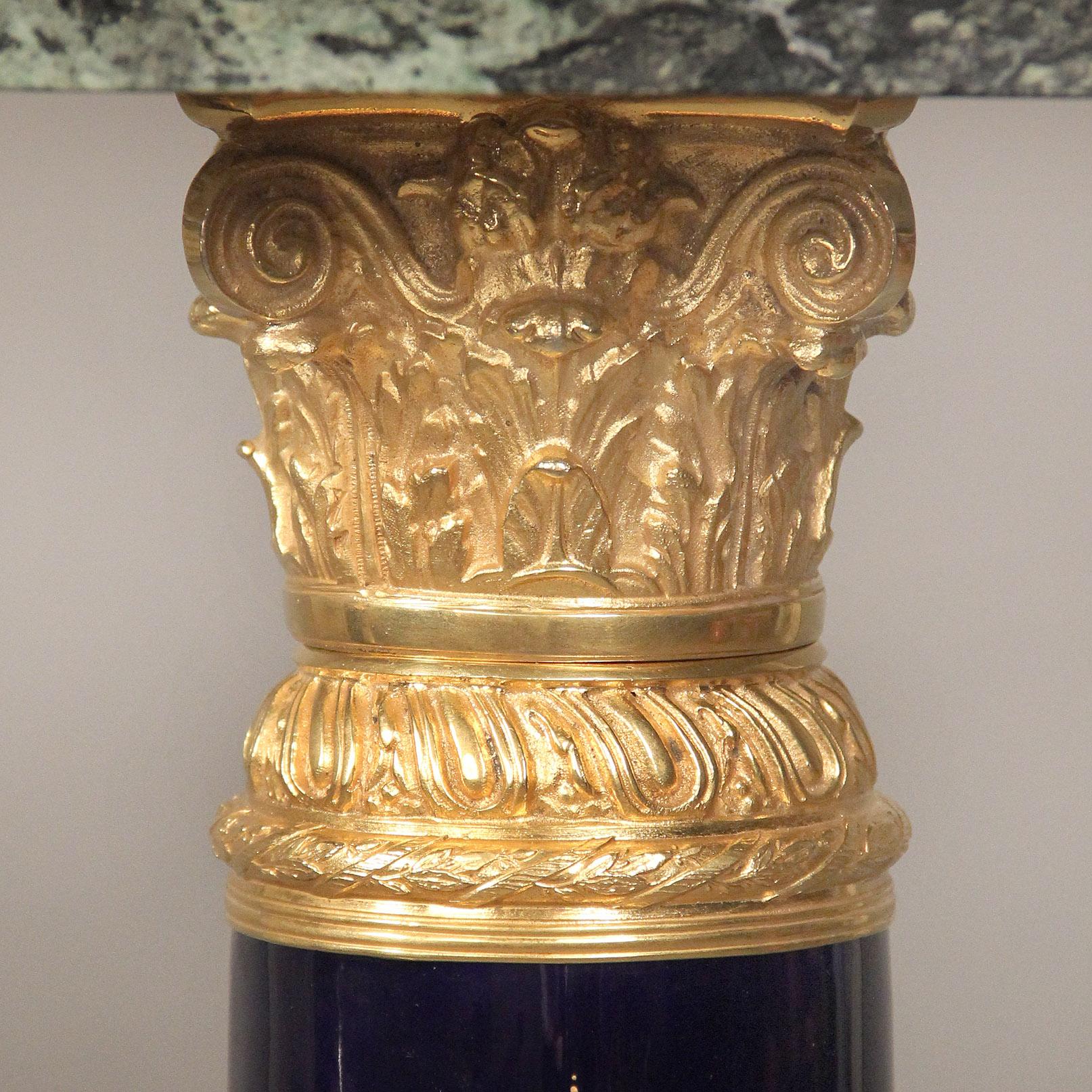 Pair of Late 19th Century Gilt Bronze-Mounted Sèvres Style Pedestals For Sale 1