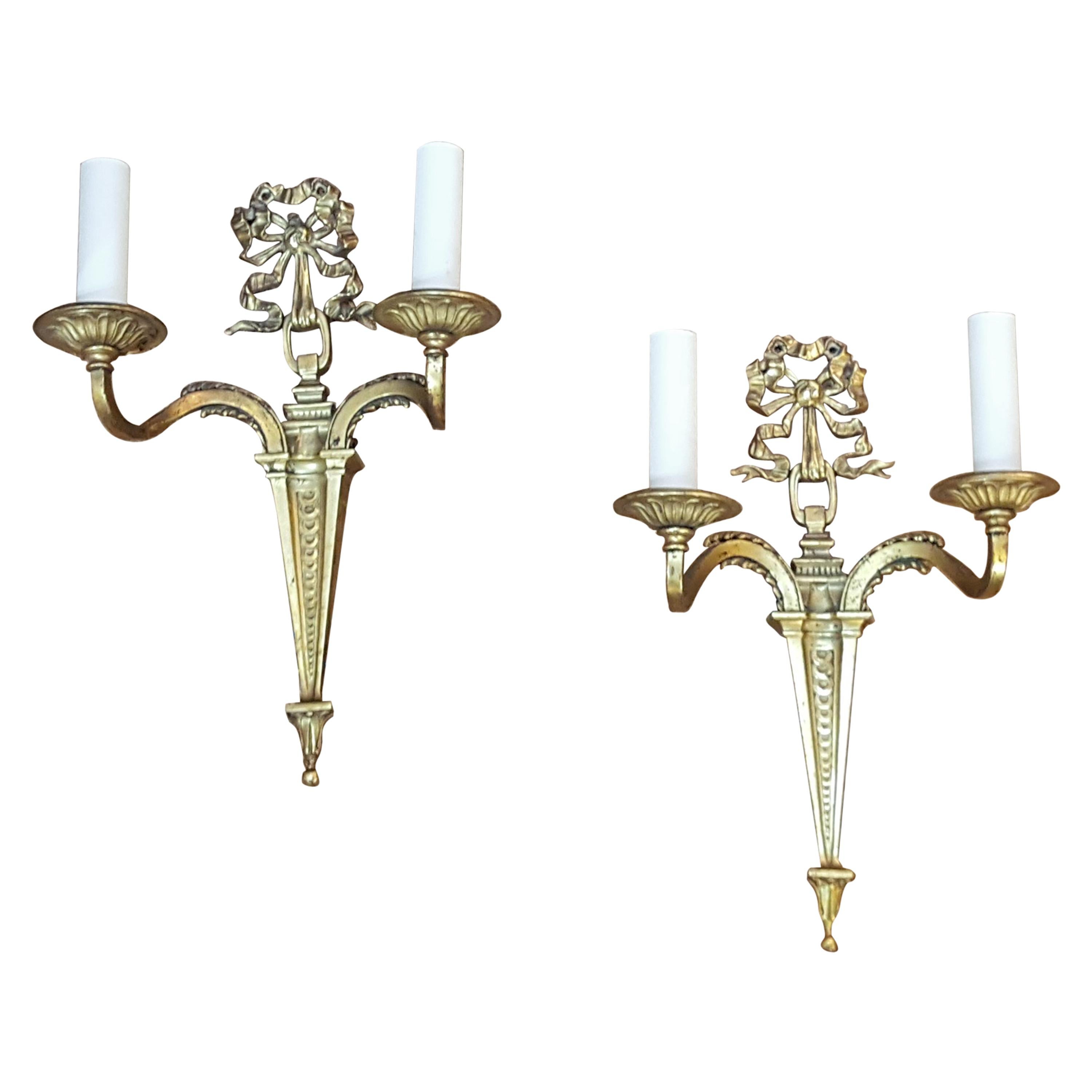 Pair of Late 19th Century Gilt Bronze Wall Lights For Sale