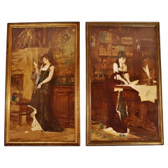 Pair of Late 19th Century Gouaches on Paper by Conrad Kiesel