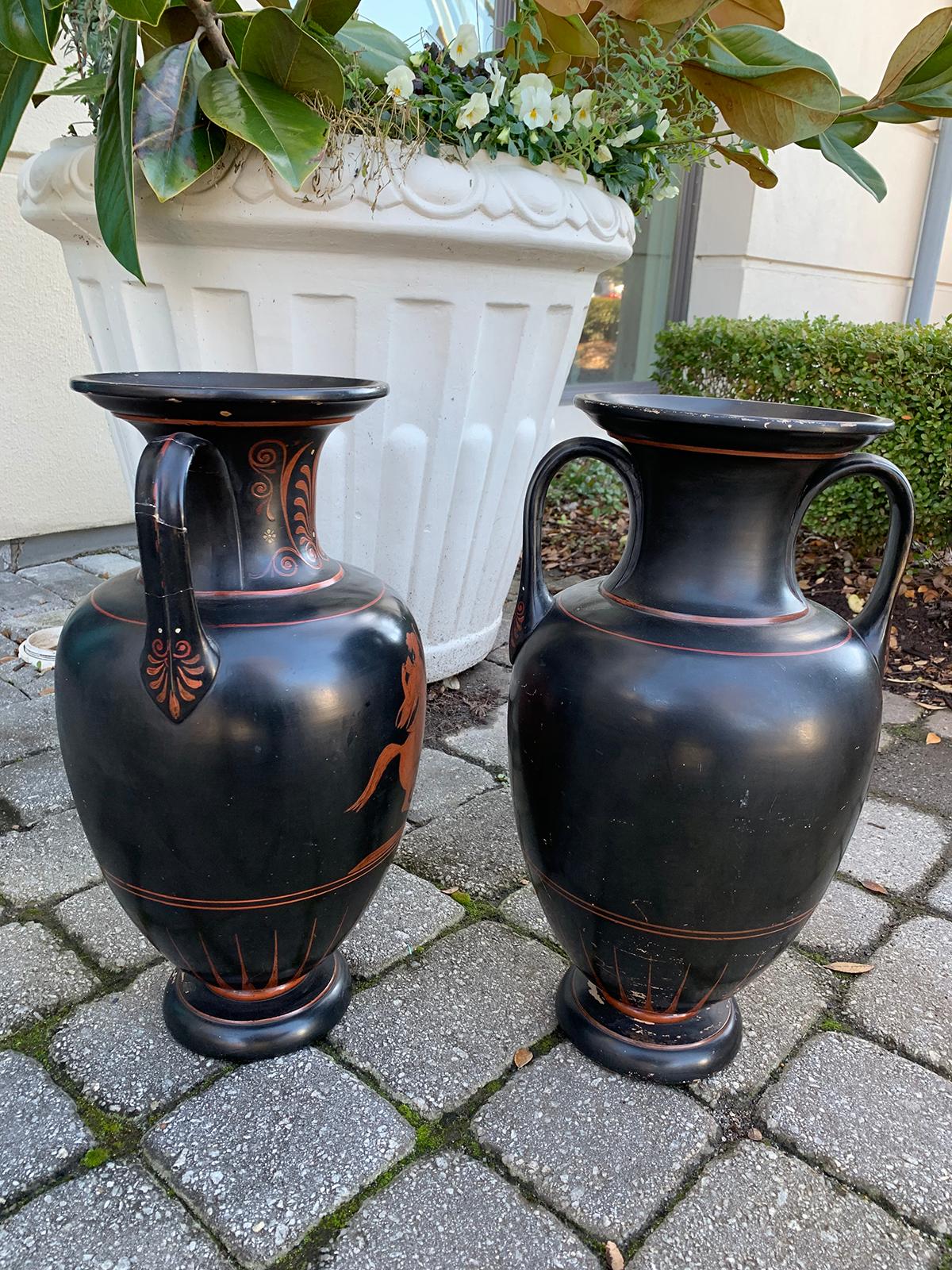 Pair of Late 19th Century Grand Tour Style Terracotta Urns, Marked C. Budde-Lund 9