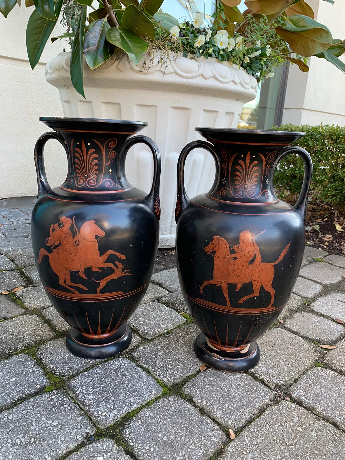 Pair of Late 19th Century Grand Tour Style Terracotta Urns, Marked C. Budde-Lund 3