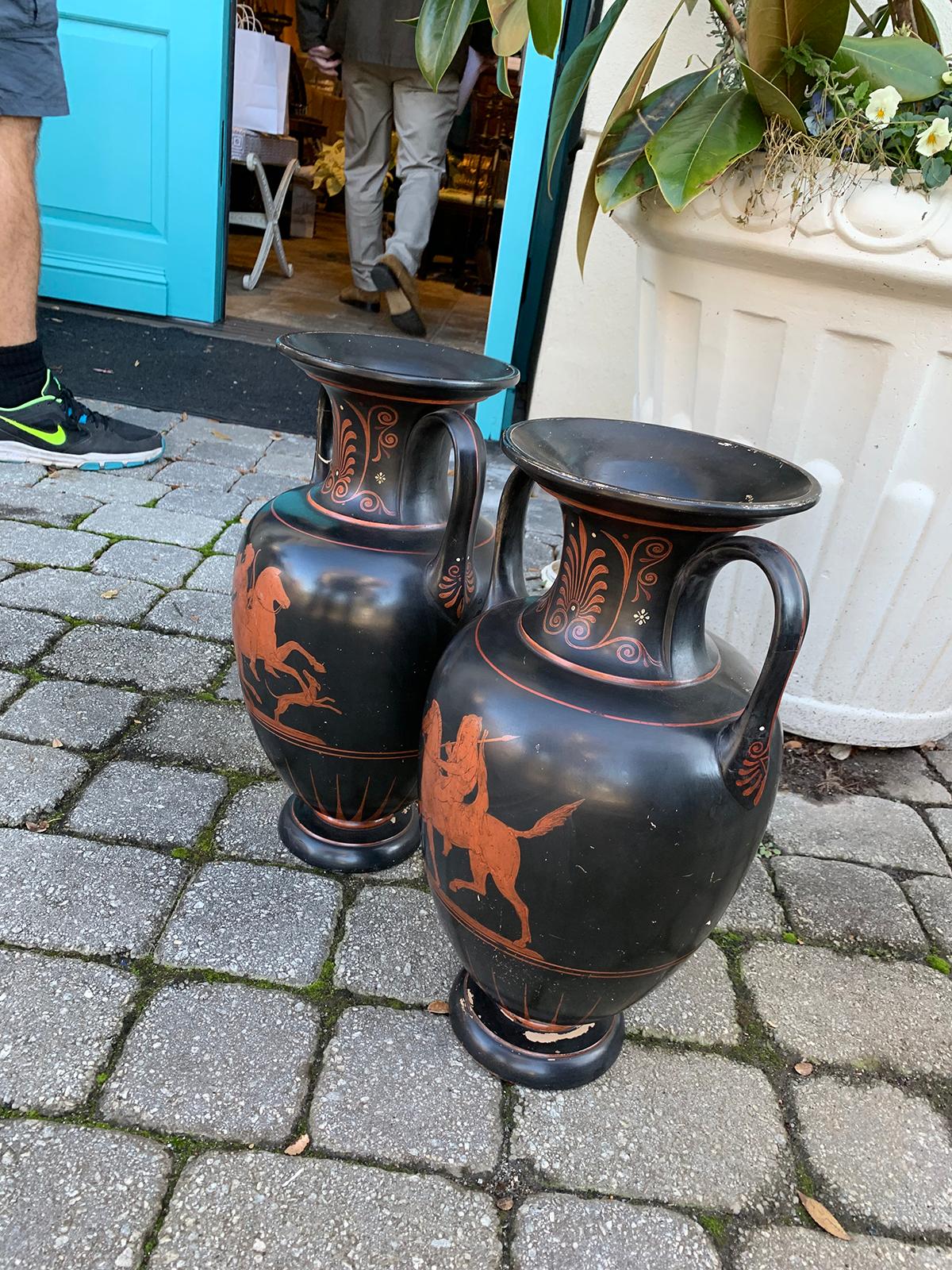 Pair of Late 19th Century Grand Tour Style Terracotta Urns, Marked C. Budde-Lund 5