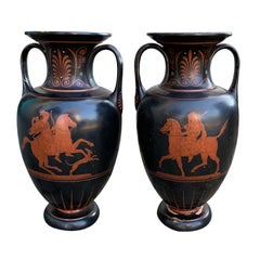 Pair of Late 19th Century Grand Tour Style Terracotta Urns, Marked C. Budde-Lund