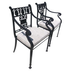 Pair of Late 19th Century Greek Revival Cast Iron Chairs